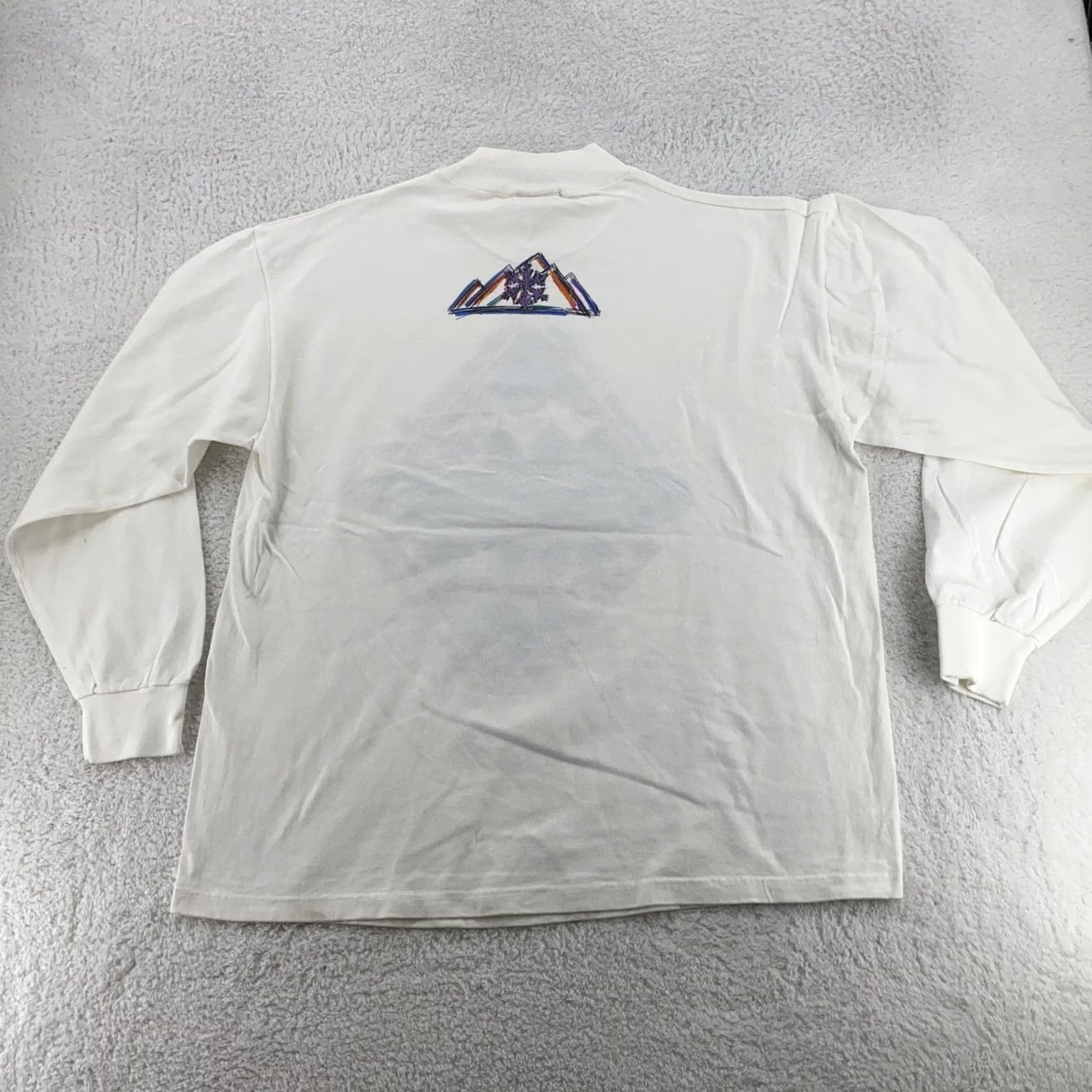 Vintage VINTAGE Ski Mountain L/S Mock Neck Shirt Mens XL White CYRK T-Shirt Graphic Print Retro Outdoor 90s Mens Shirts Size US XL / EU 56 / 4 - 3 Thumbnail