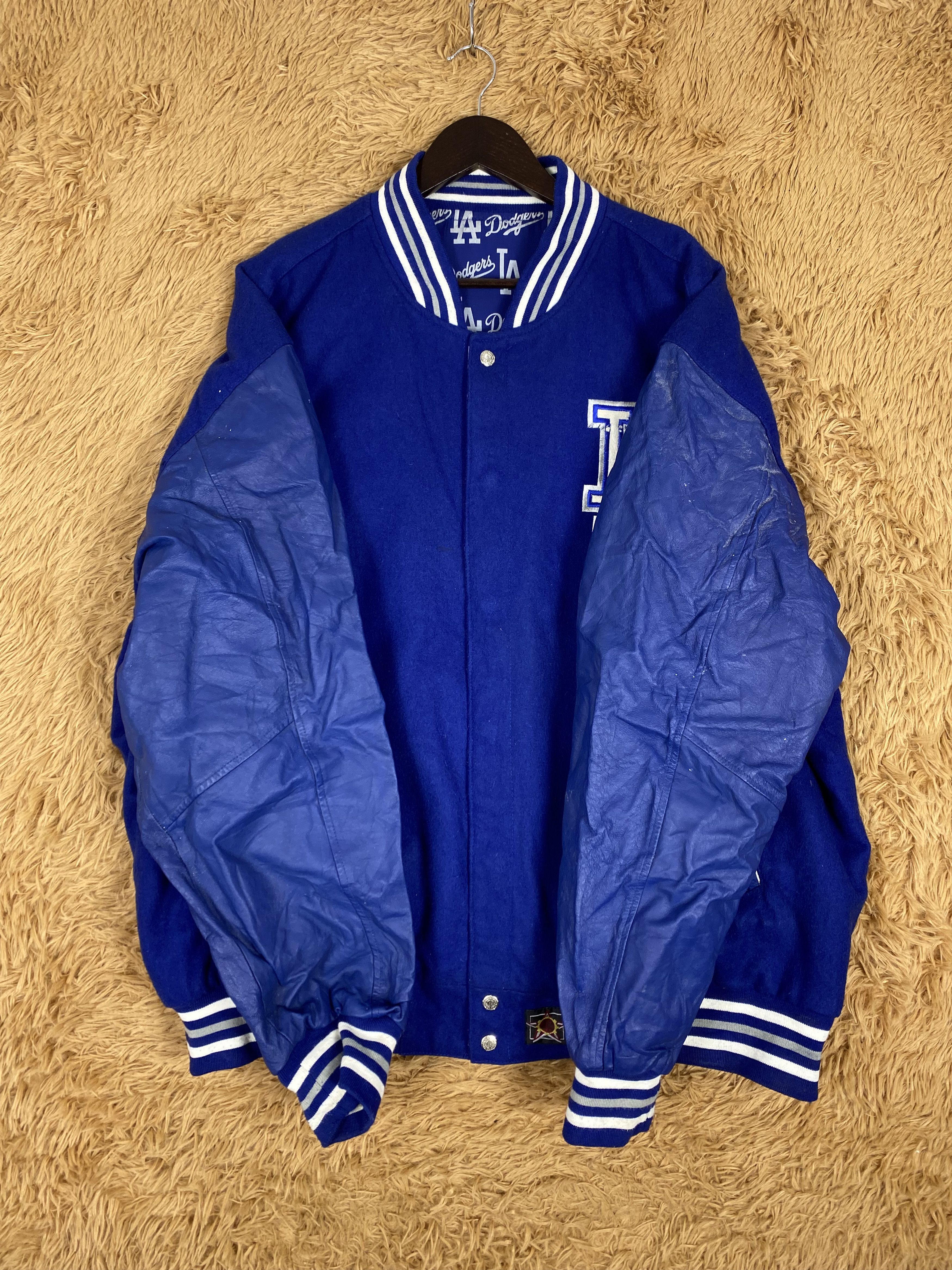 MLB × Vintage Vintage Los Angeles Dodgers Leather Sleeve Varsity Size US XXL / EU 58 / 5 - 5 Thumbnail