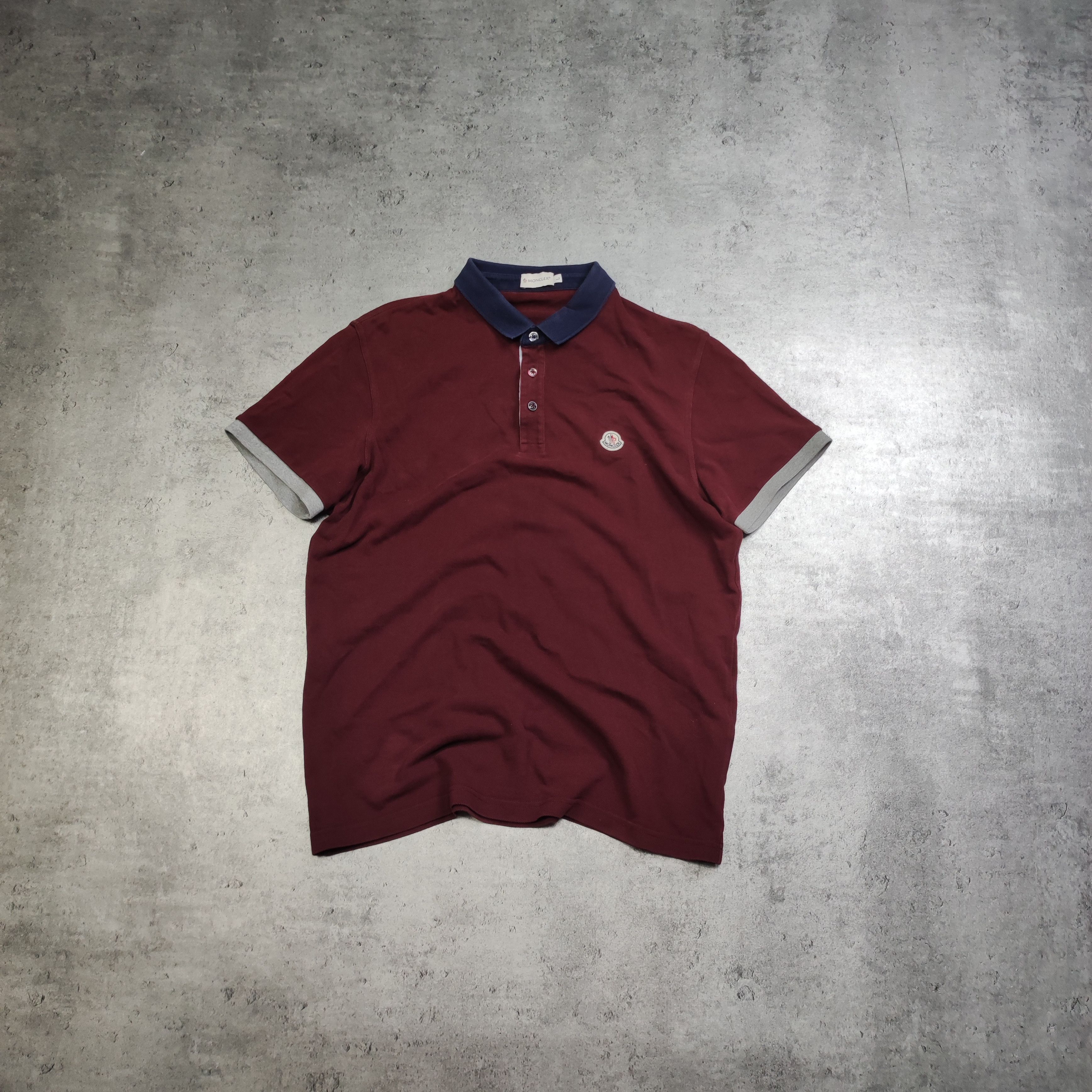 Moncler RARE Moncler Luxury Maglia Manica Burgundy Polo Shirt Grailed