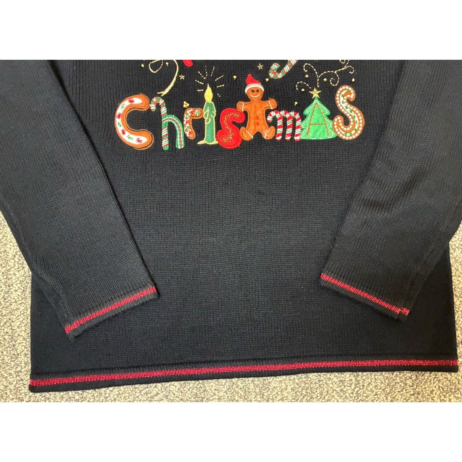Vintage Holiday Time M Womens Sweater Embroidered Beaded Christmas Size M / US 6-8 / IT 42-44 - 2 Thumbnail
