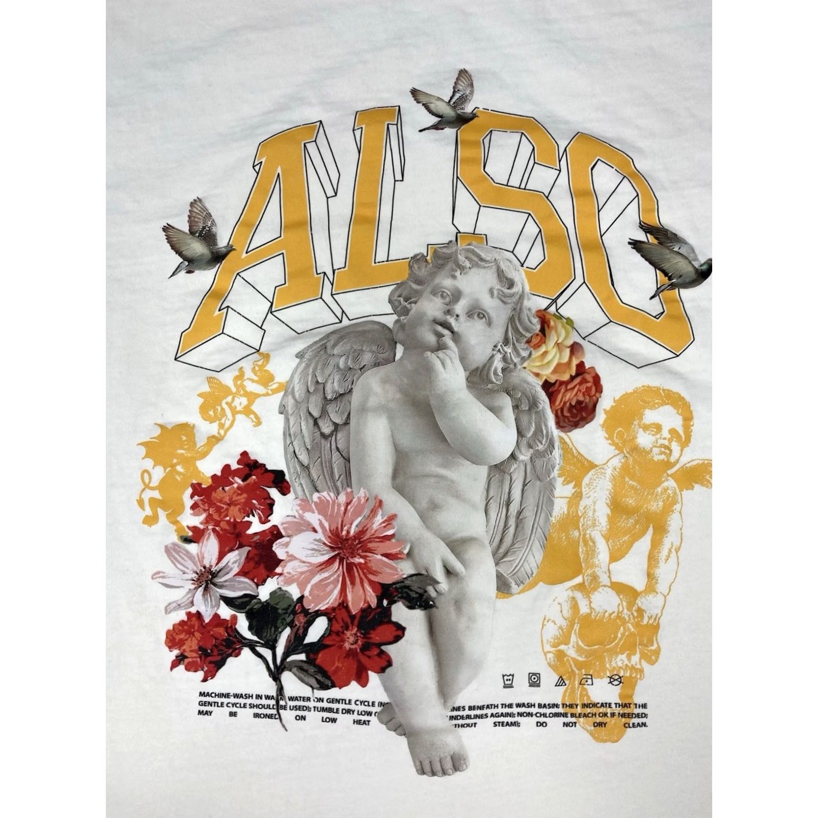 Vintage Almost Someday White T-Shirt Men XL Short Sleeve Graphic Cupid Angel Flower Crew Neck Logo All Seasons Comfort Shirt Size US XL / EU 56 / 4 - 2 Thumbnail