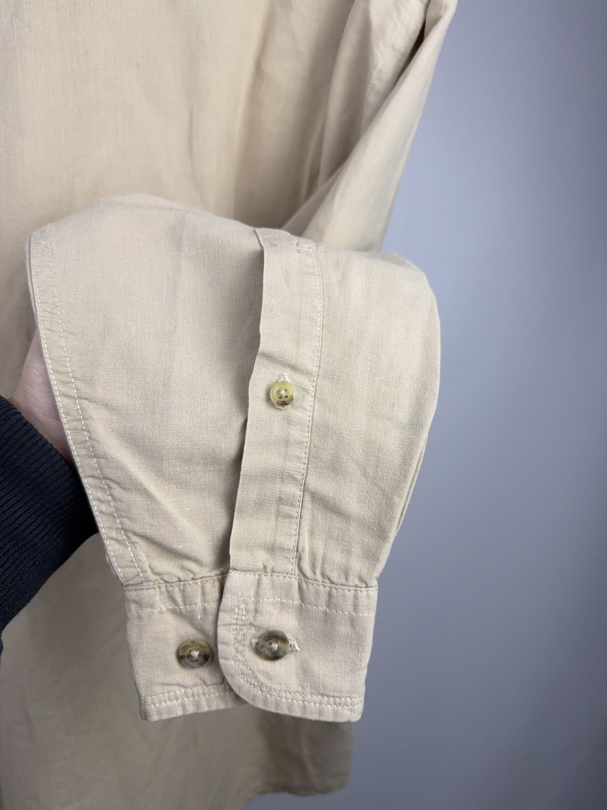 Marlboro Classics 90s Marlboro Classics Beige Linen Work Shirt Vintage L Size US L / EU 52-54 / 3 - 16 Thumbnail
