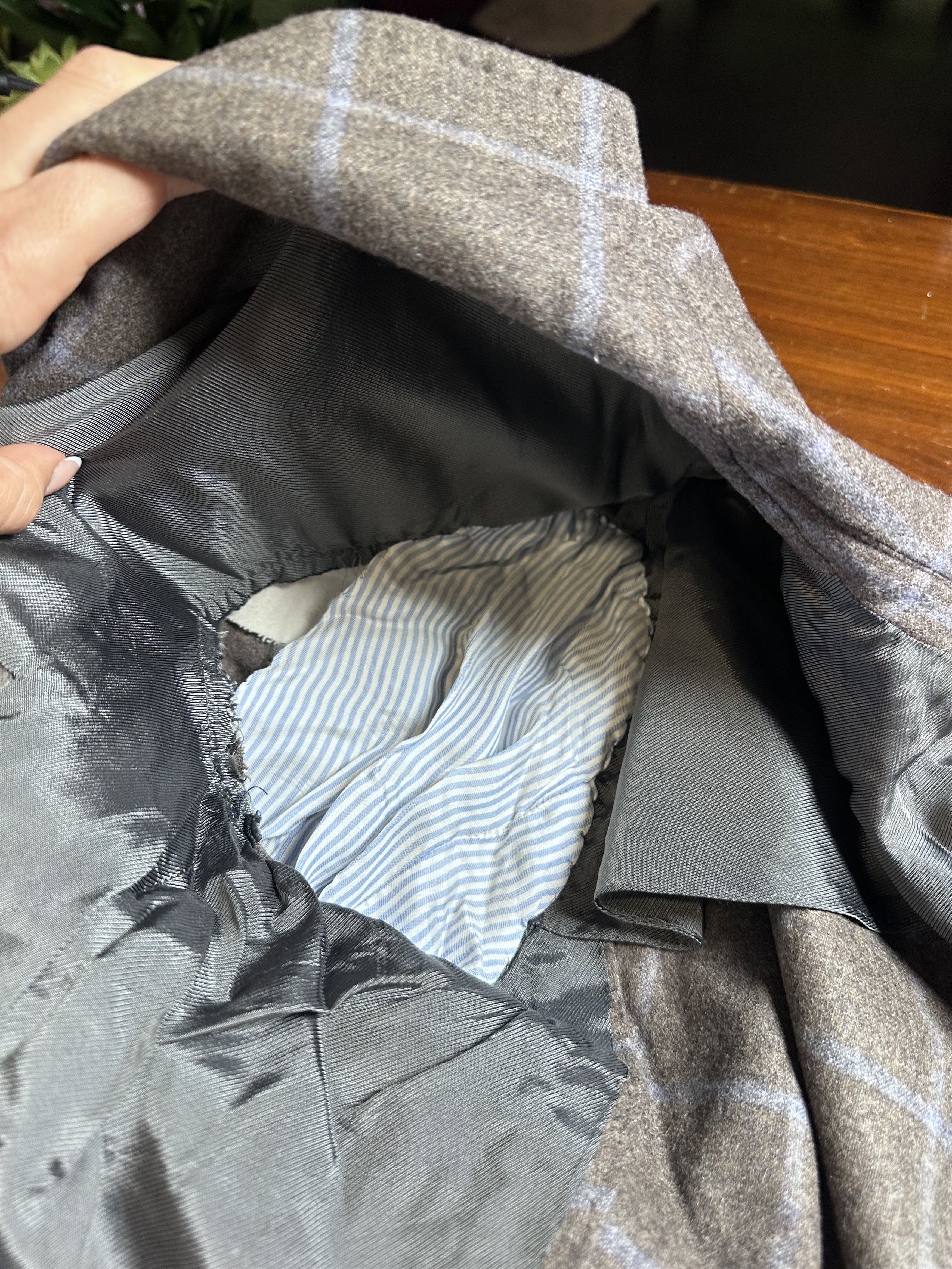 Faconnable Façonnable Windowpane Wool Blazer Sport Coat Grey Size US XL / EU 56 / 4 - 8 Thumbnail