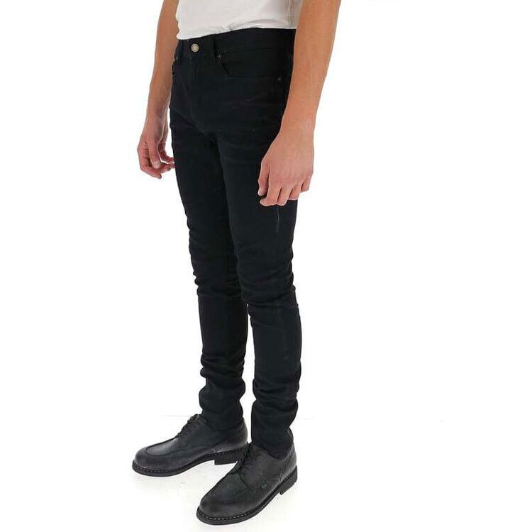 Saint Laurent Paris o1s1wg110225 622876 Skinny-Fit Jeans Coated Stretch Denim Size US 26 / EU 42 - 5 Thumbnail