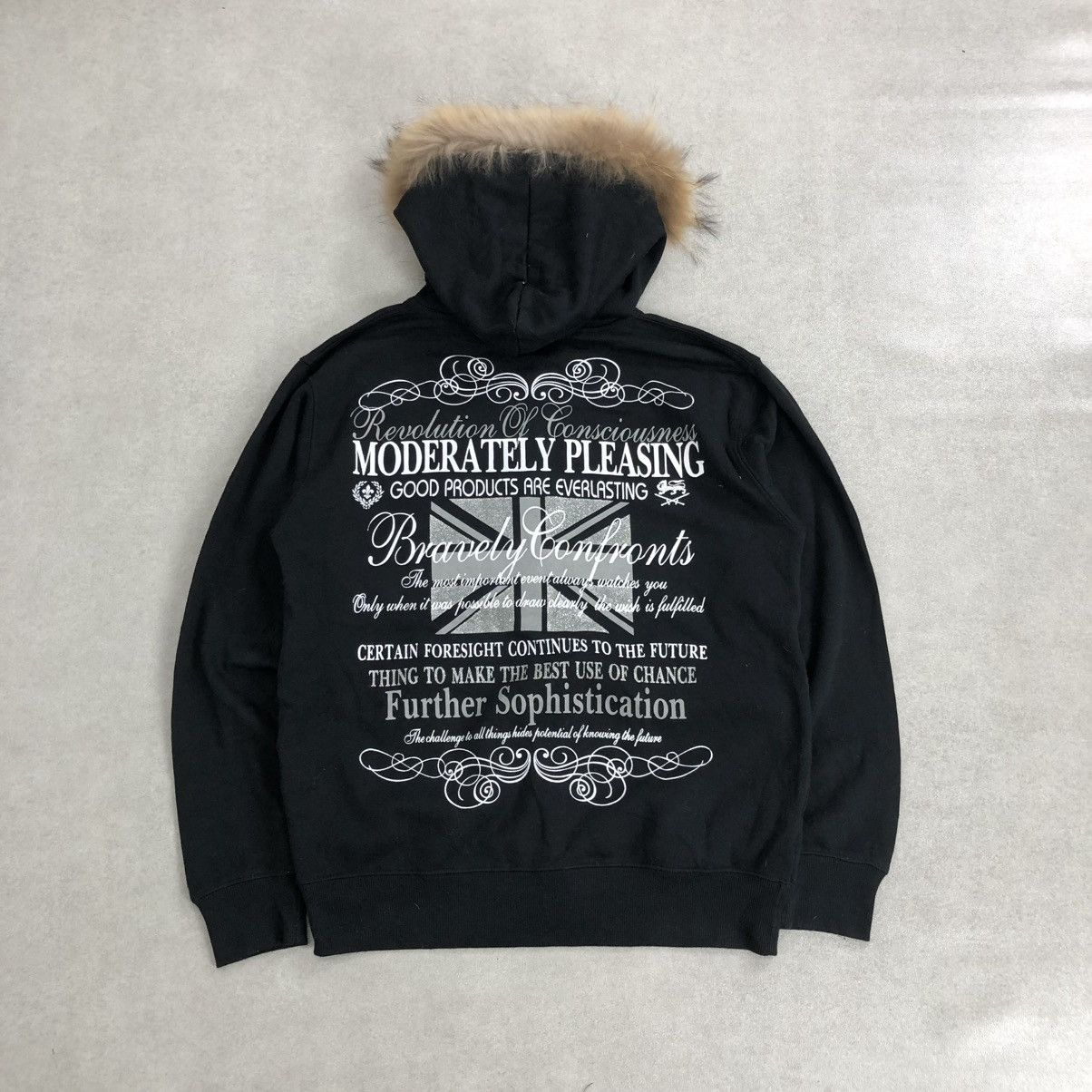 If Six Was Nine 2000s Beaumont Carr Poem Goa Gothic Lgb Punk Fur Zip Hoodie Size US L / EU 52-54 / 3 - 14 Thumbnail