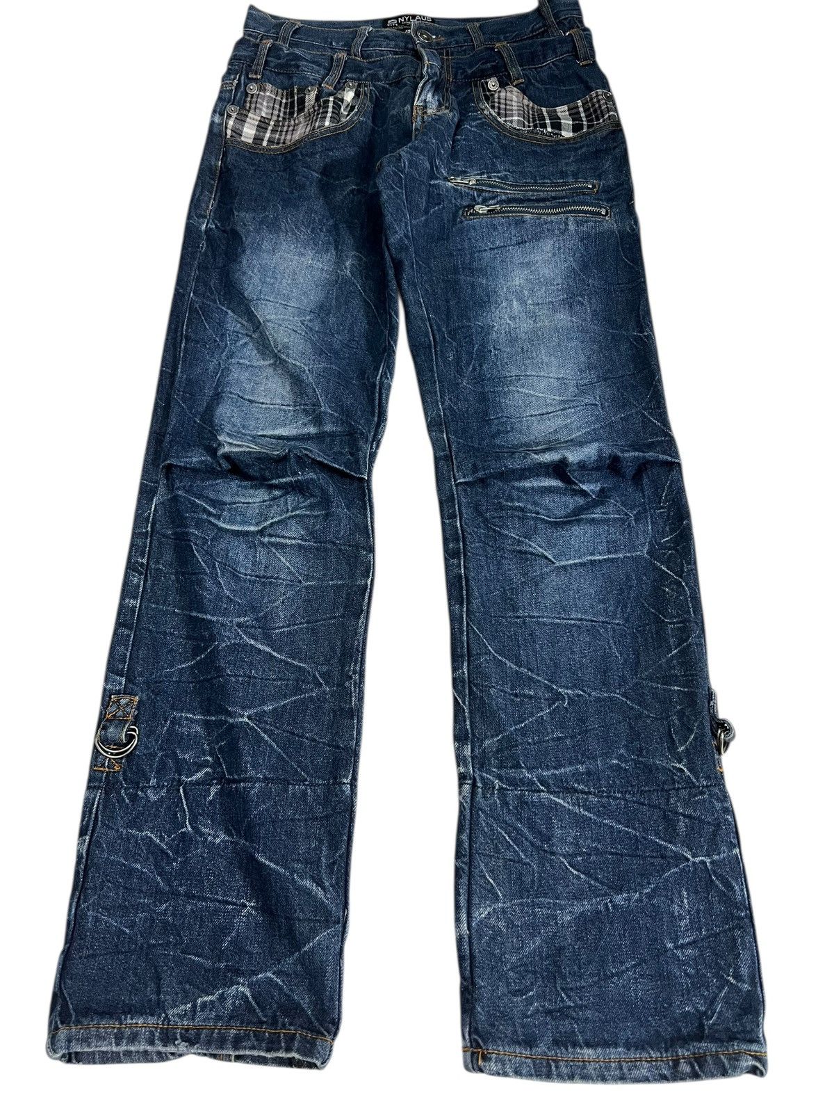 Japanese Brand Vintage Japanese Brand Nylaus Double Waist Claw Denim Jean Size US 29 - 1 Thumbnail