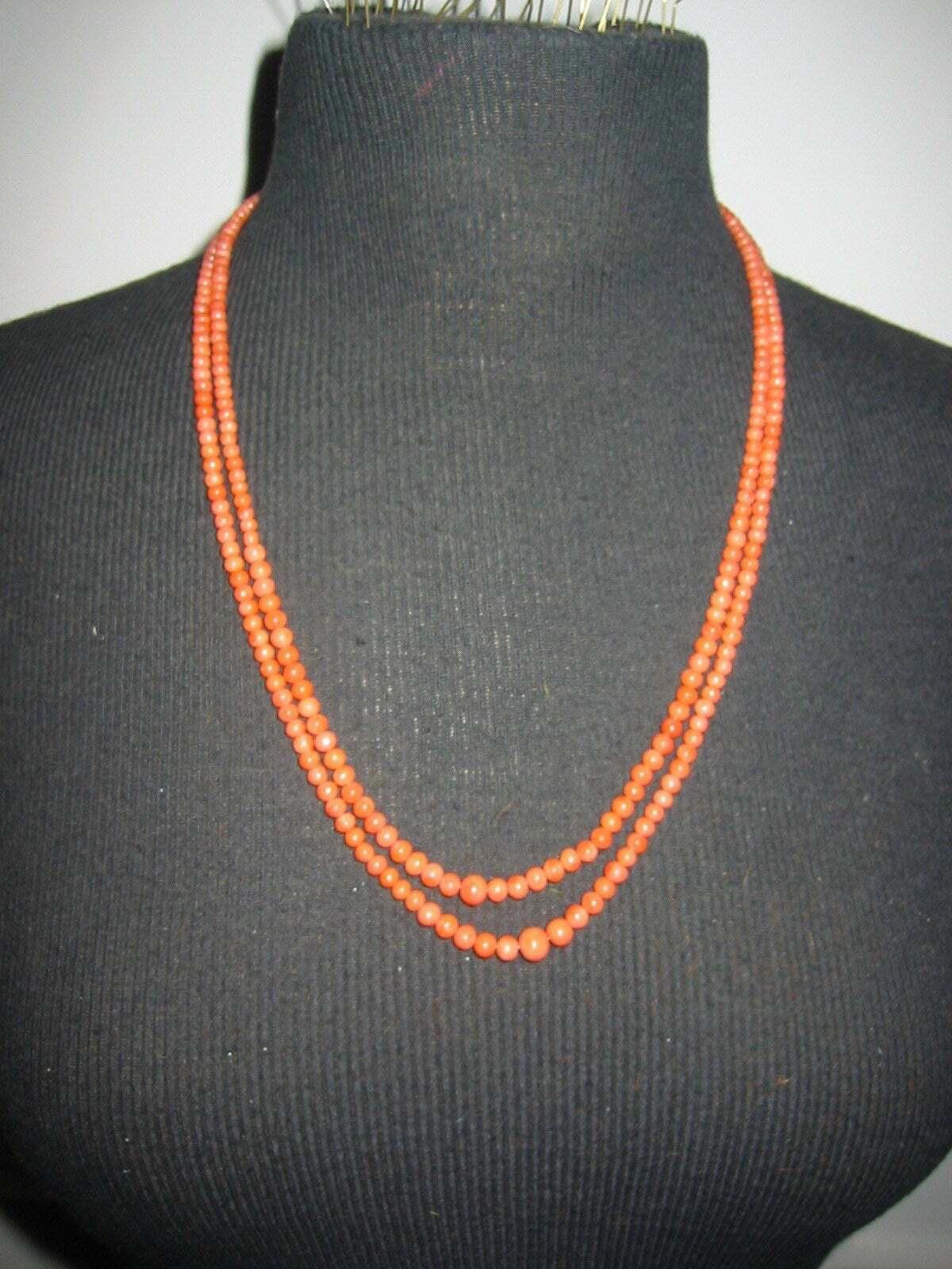 Designer Victorian Double Strand of Smooth Red Coral 14kt Gold Clasp Size ONE SIZE - 1 Thumbnail