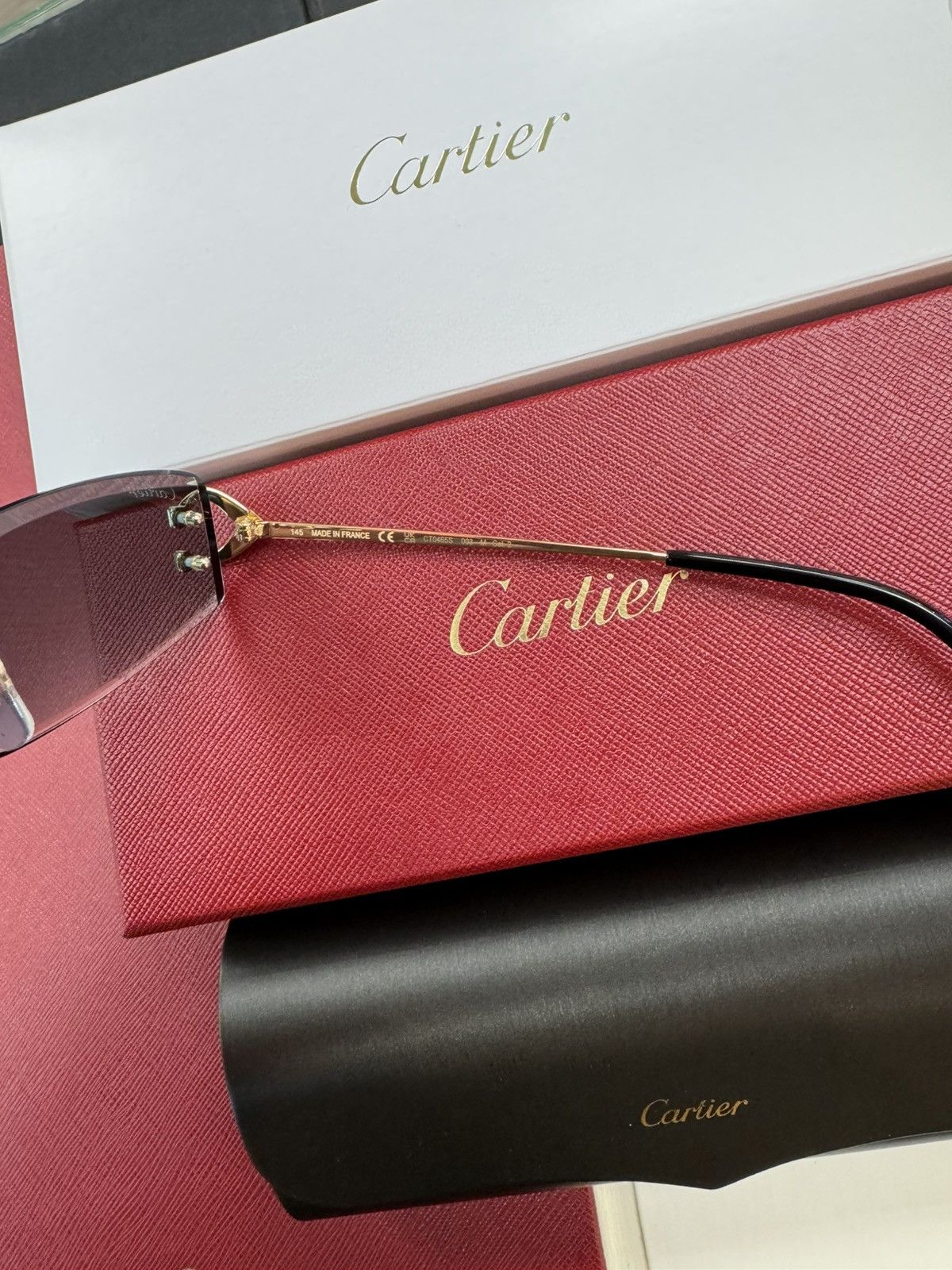 Cartier Cartier Big C Decor Gold Sunglasses Diamond Cut Lenses Size ONE SIZE - 4 Thumbnail