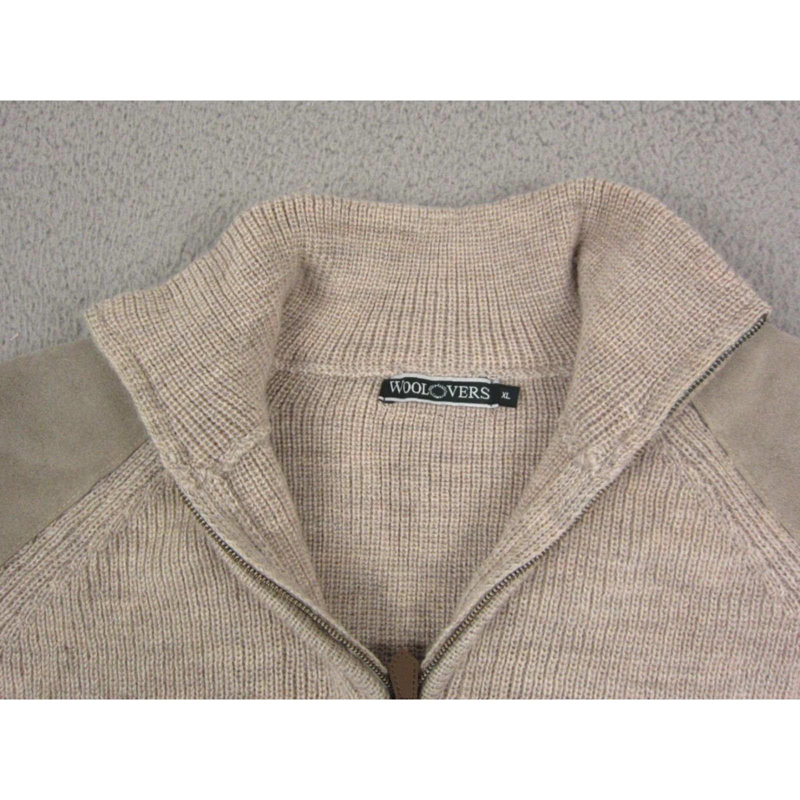 Vintage Woolovers Mens Sweater XL Brown 1/4 Zip Mock Neck Knit Wool Regular Pullover Size US XL / EU 56 / 4 - 5 Thumbnail