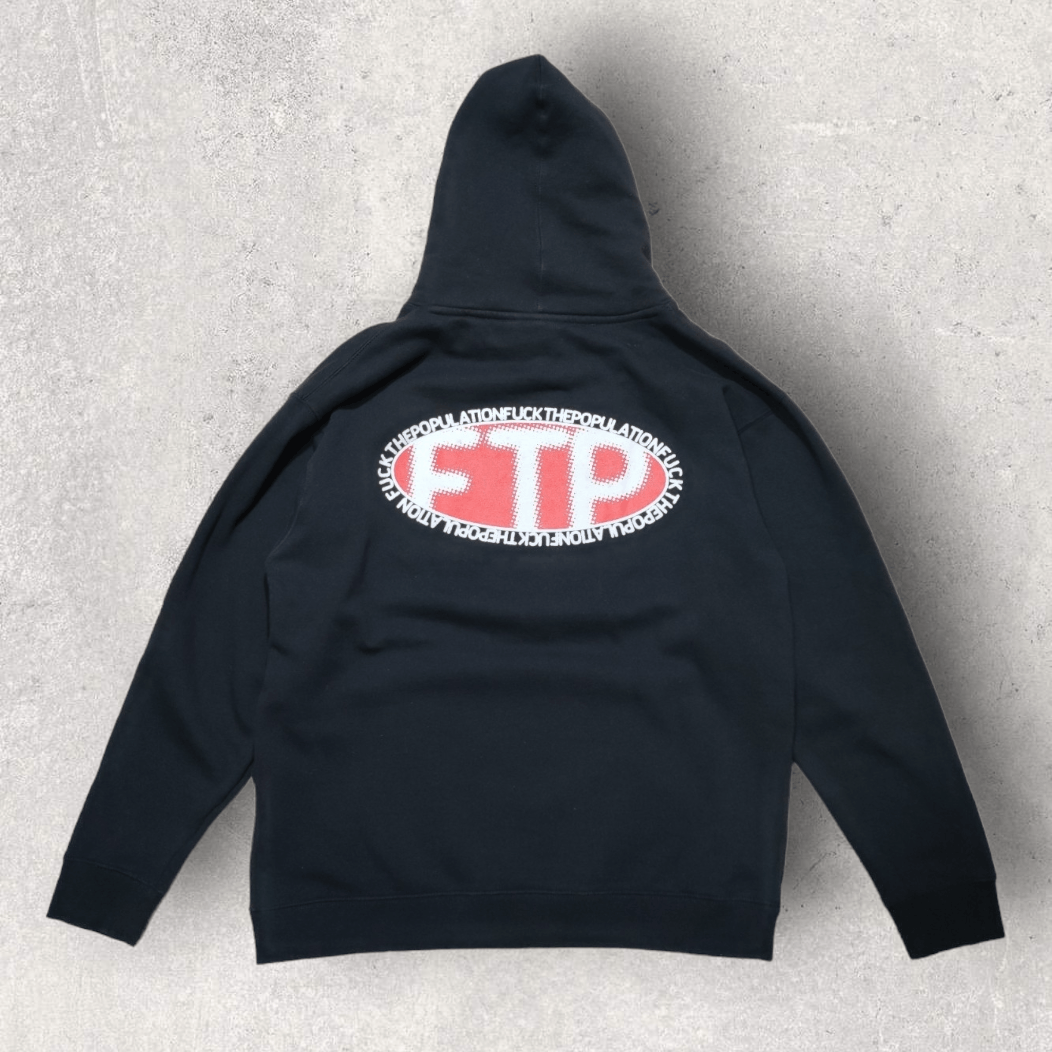 Image of Ftp Fuck The Population Halftone Pullover Hoodie Black | L, Men's (Size Large)