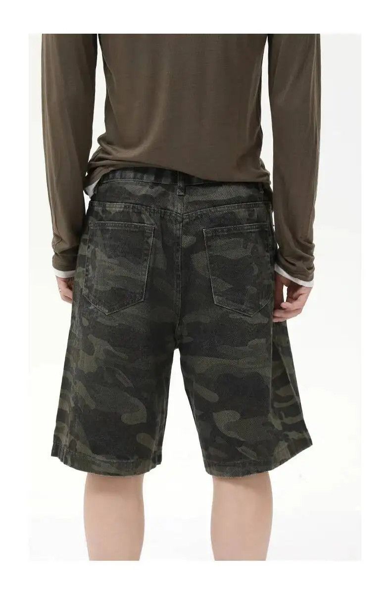 Japanese Brand Dark Camo Baggy Denim Shorts Size US 34 / EU 50 - 5 Thumbnail