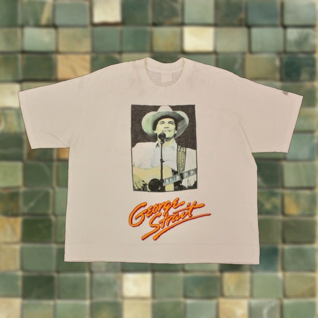 VINTAGE George Strait 1980s TShirt Shirt Mens XL White 1980s VTG Concert Graphic Tee 1980s Country Band