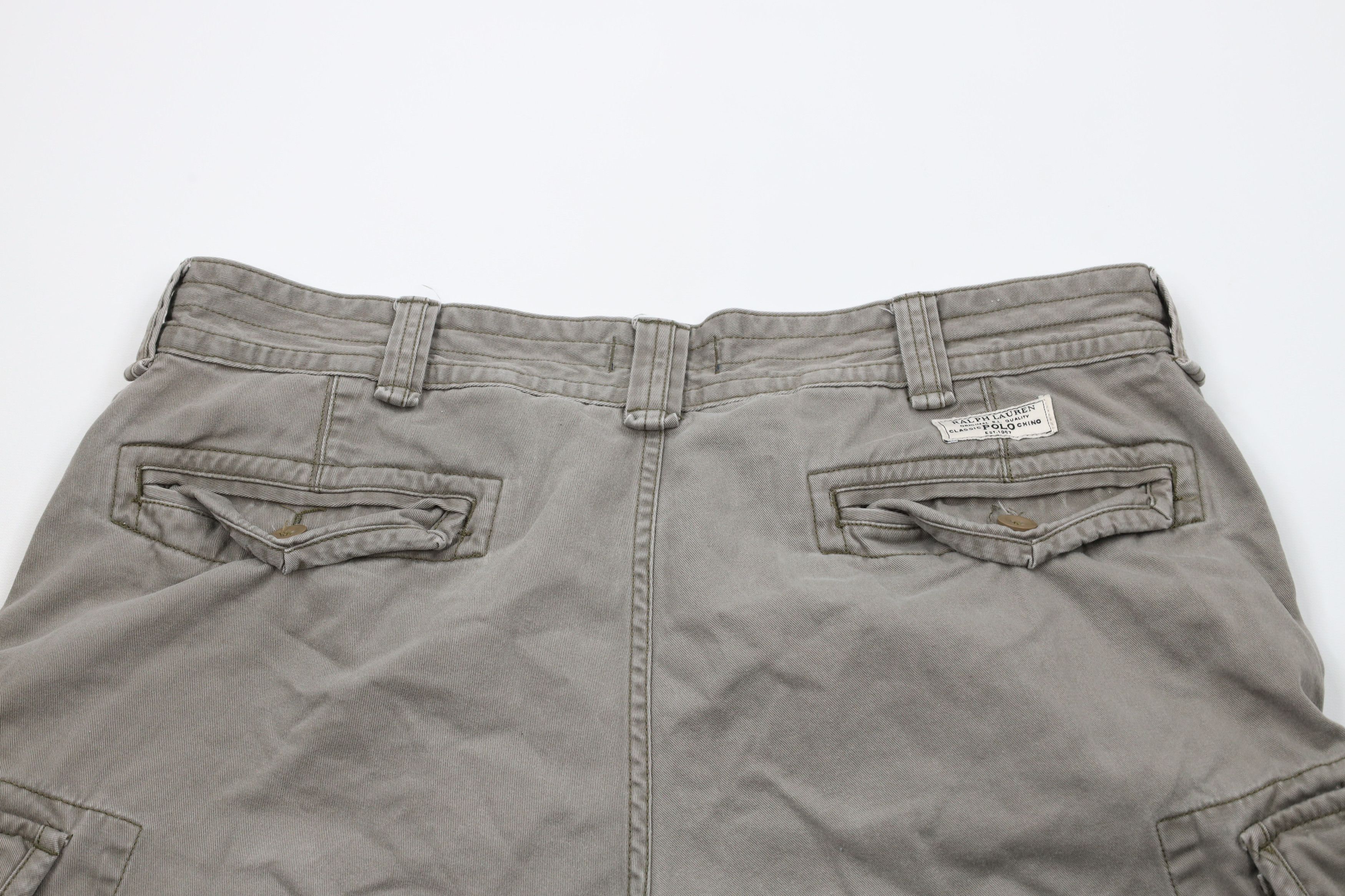 Ralph Lauren × Vintage Vintage Ralph Lauren Chino Cargo Shorts Gray Green Size US 38 / EU 54 - 9 Thumbnail