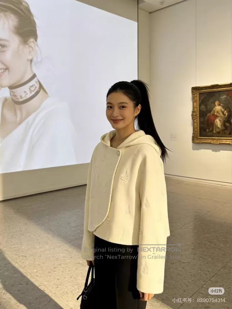 Hermes Hermes 25 ladies handmade embroidered cashmere coat, white Size XS / US 0-2 / IT 36-38 - 4 Thumbnail