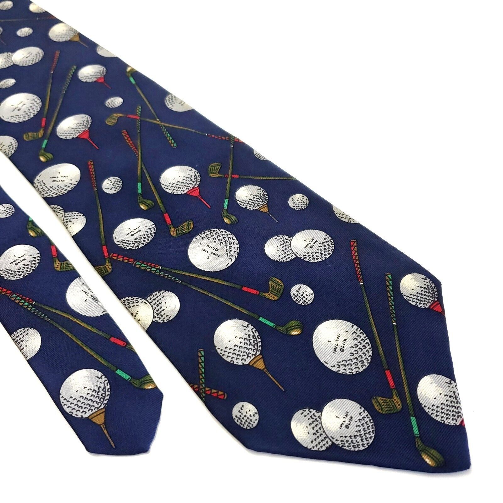 Designer Rooster Golf Print Blue Silk Tie Short Wide Size ONE SIZE - 1 Thumbnail