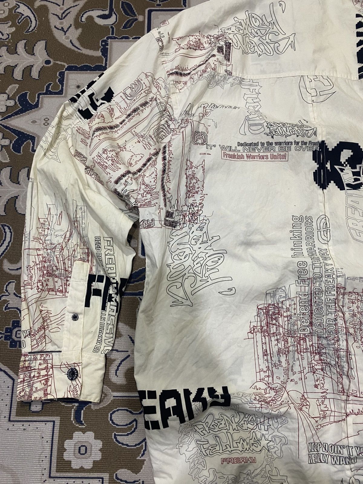 Vintage VINTAGE FREAKY MASSIVE FULLPRINT BUTTON UP ! Size US L / EU 52-54 / 3 - 18 Thumbnail