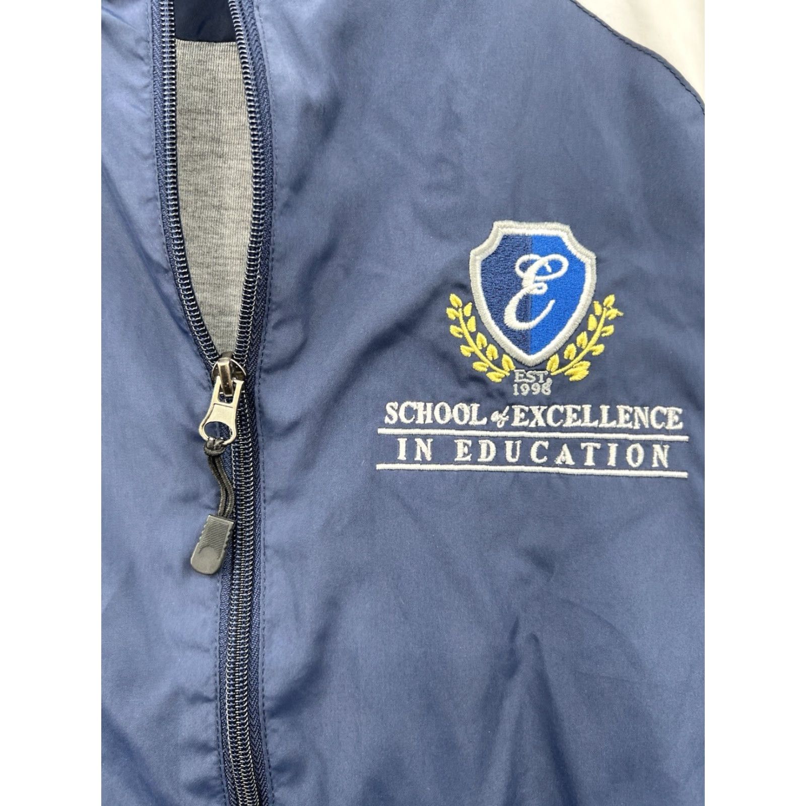 Vintage VINTAGE Sport-Tek Track Jacket Blue & White School Of Excellence In Education | Size M | Men | Regular Jacket Size US M / EU 48-50 / 2 - 4 Thumbnail