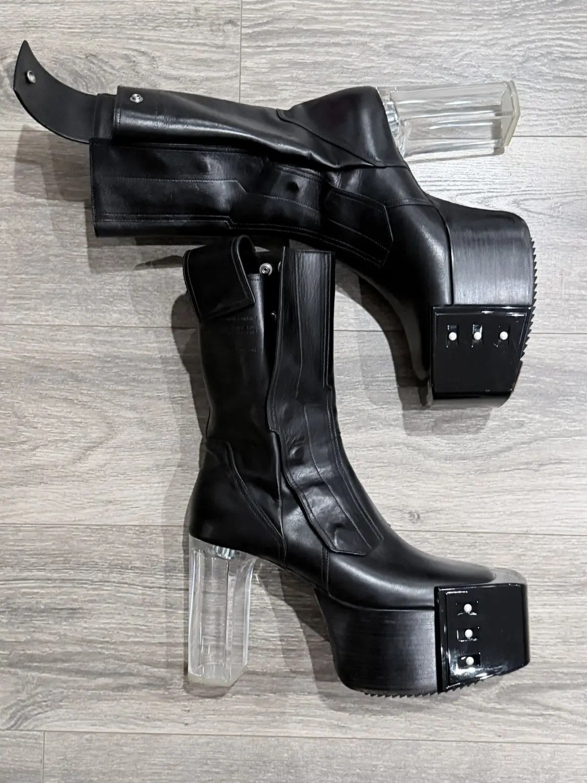 Rick Owens Fogachine Fog Pocket Moto Bevel Heeled Platform Kiss