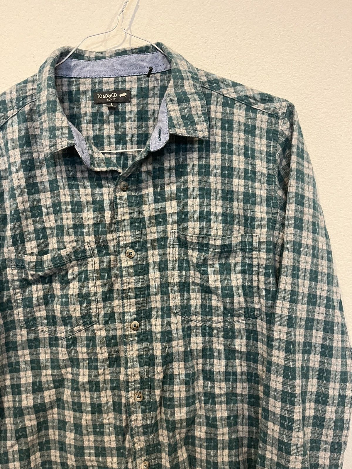 Toad&Co Toad & Co Men's Large Slim Fit Long Sleeve Green Plaid Size US L / EU 52-54 / 3 - 3 Thumbnail