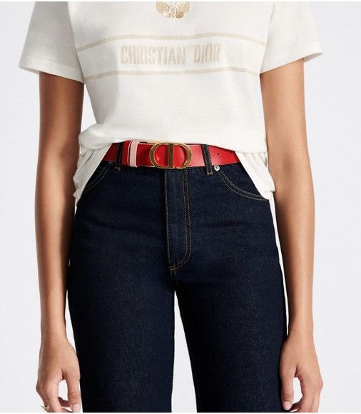 Dior o1w1db11024 Size: 70 / Montaigne Reversible Belt Red Beige Size ONE SIZE - 6 Thumbnail