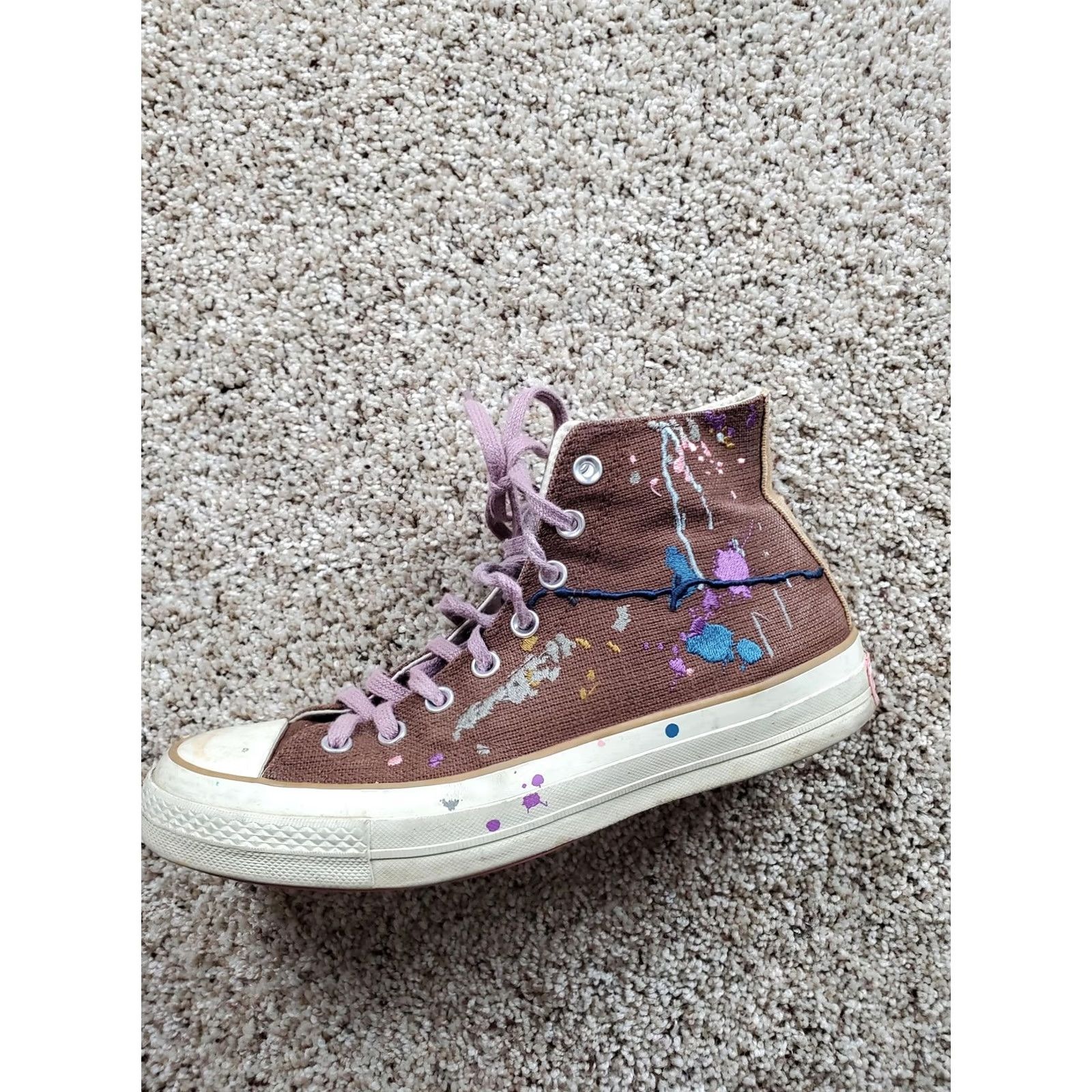 Converse Converse Chuck Taylor All Star Sneaker Brown High Top 8.5 Men Lace Up Bandulu Paint Splatter Embroidery Limited Edition Vintage No customized Size US M / EU 48-50 / 2 - 2 Thumbnail