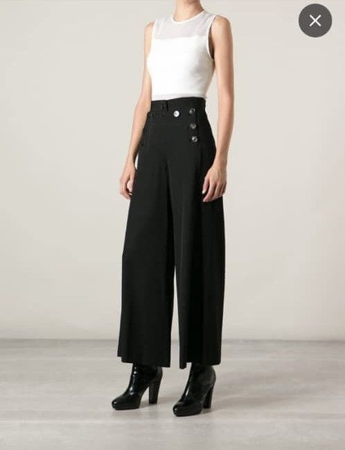 Jean Paul Gaultier Black Wool Sailor Pants Wide Leg Hi Rise