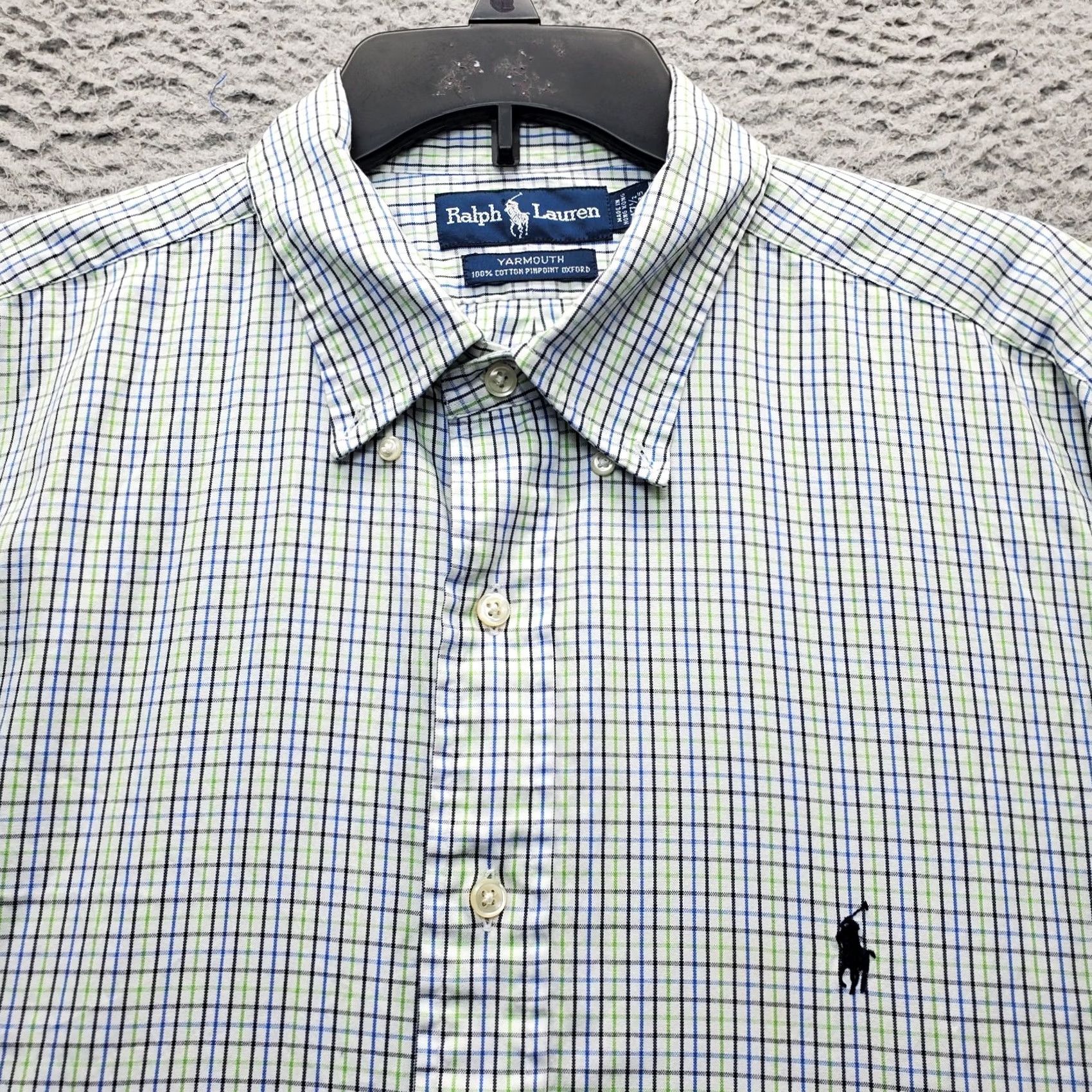 Ralph Lauren Ralph Lauren VTG Yarmouth Dress Shirt Mens 17.5 Multicolor Pony Logo Pinpoint Oxford Shirt Mens Color Multicolor 100% Cotton Plaid商务 Mens Size 48R - 7 Thumbnail