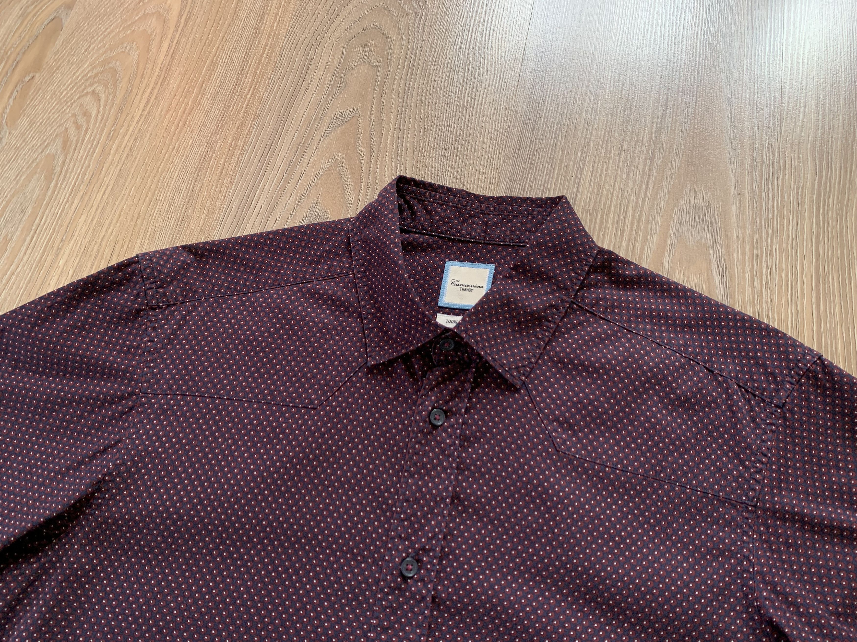 Other Camicissima Trendy Mens Burgundy Long Sleeve Shirt Size US S / EU 44-46 / 1 - 4 Thumbnail