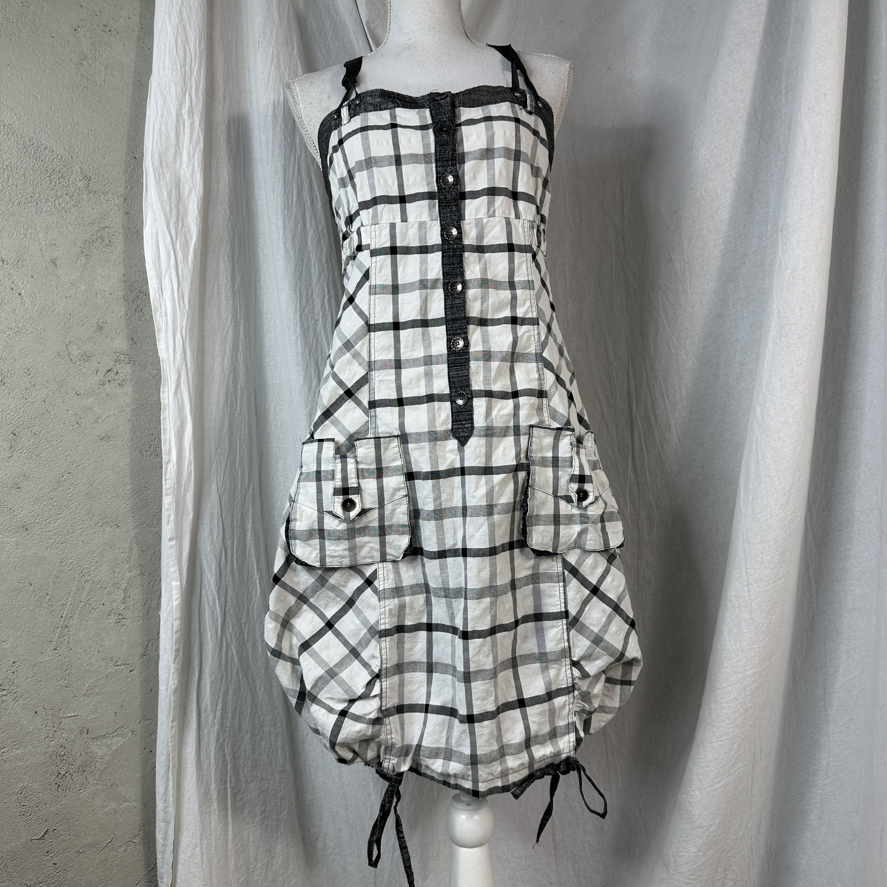 Vintage Vintage Avant Garde Y2K Designer Bubble Checkered Dress Size M / US 6-8 / IT 42-44 - 4 Thumbnail