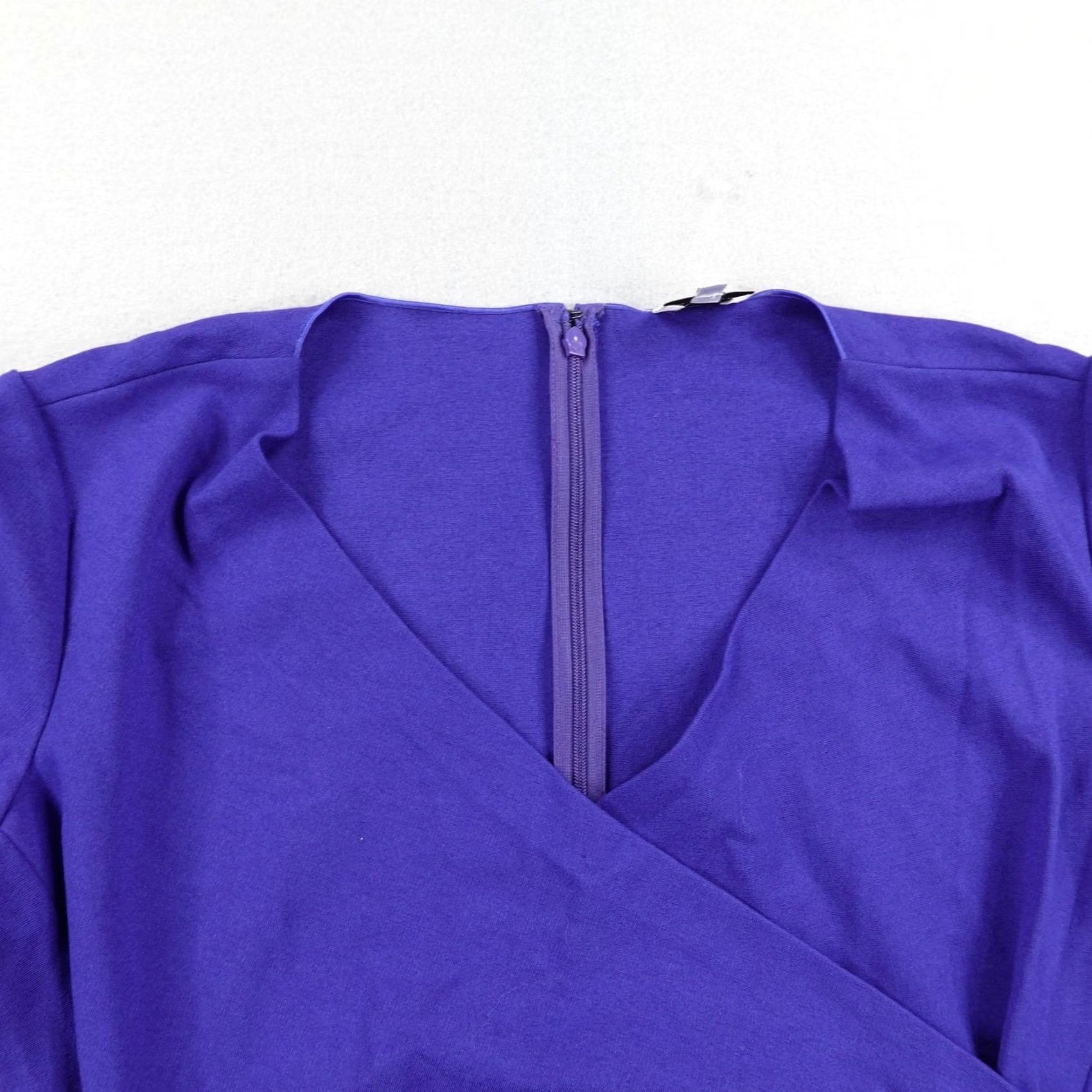 Armani Armani Collezioni Dress Womens Blue Sheath Knee Length V Neck Long Sleeve 8 Size M / US 6-8 / IT 42-44 - 2 Thumbnail