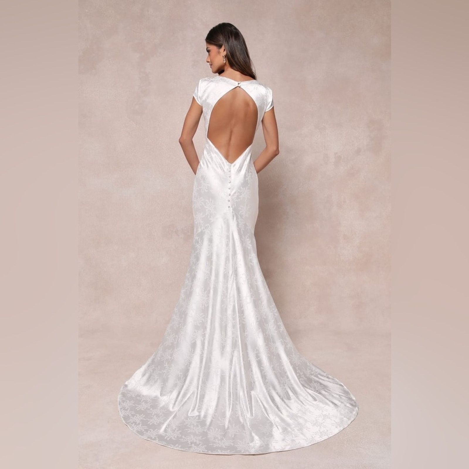 Other Loveliest Dream Satin Jacquard Backless Mermaid Maxi Dress S Size S / US 4 / IT 40 - 5 Thumbnail