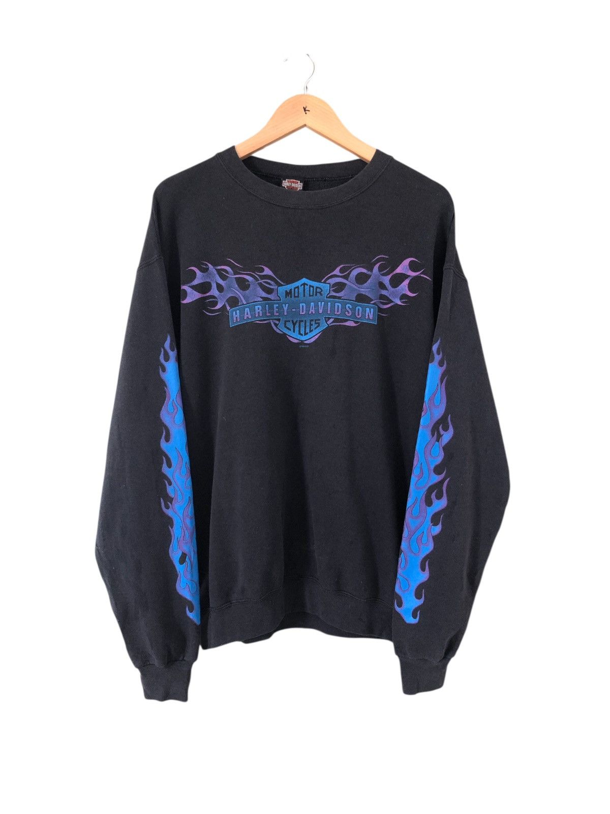 Harley Davidson Vintage Harley Davidson Blue Flame Sweatshirt Crewneck Size US M / EU 48-50 / 2 - 3 Thumbnail