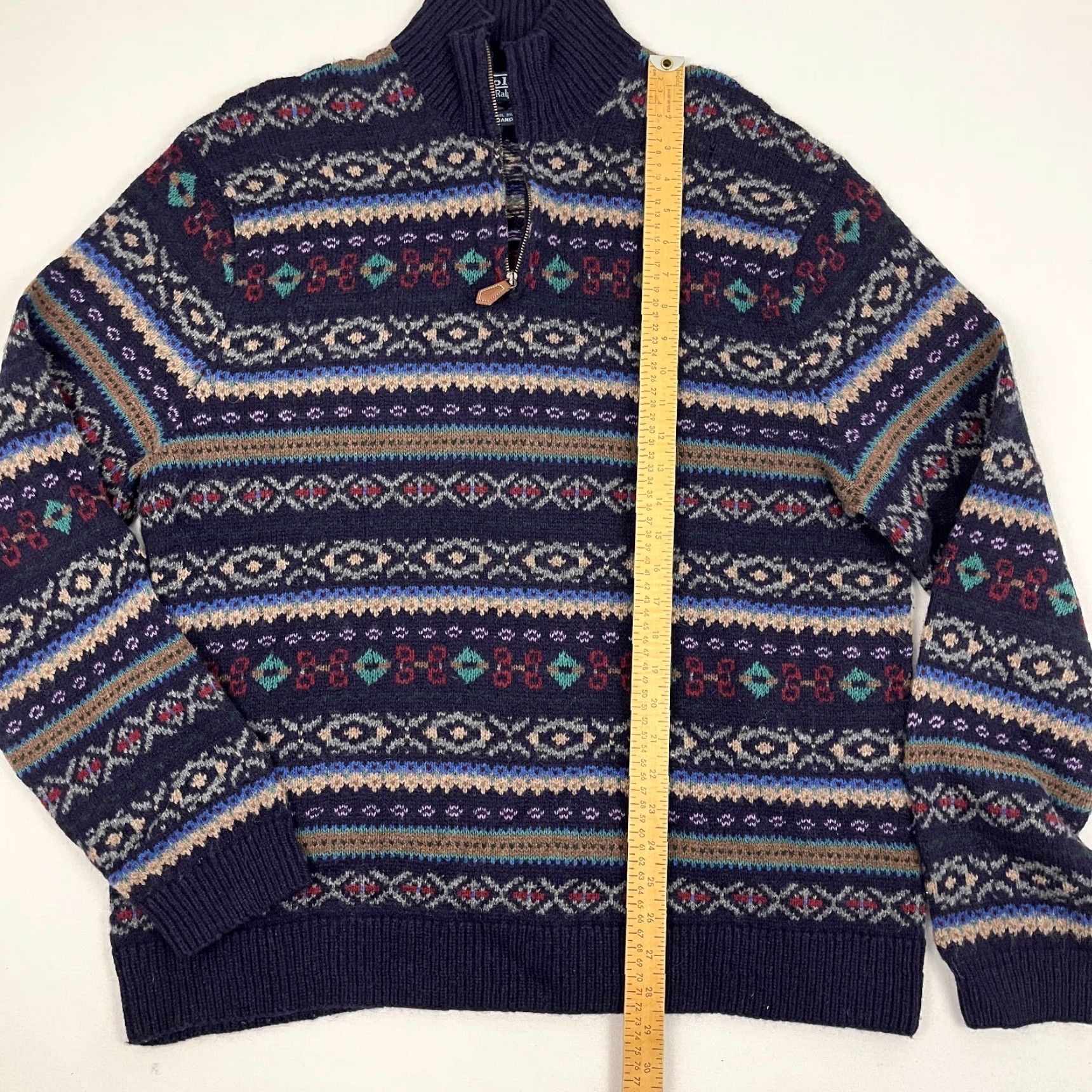 Polo Ralph Lauren VTG Polo Ralph Lauren Hand Knit Mens Sweater 2XL Lambs Wool Aztec Quarter Zip Mock Neck Long Sleeve Geometric Multicolor Pullover Size US XXL / EU 58 / 5 - 3 Thumbnail