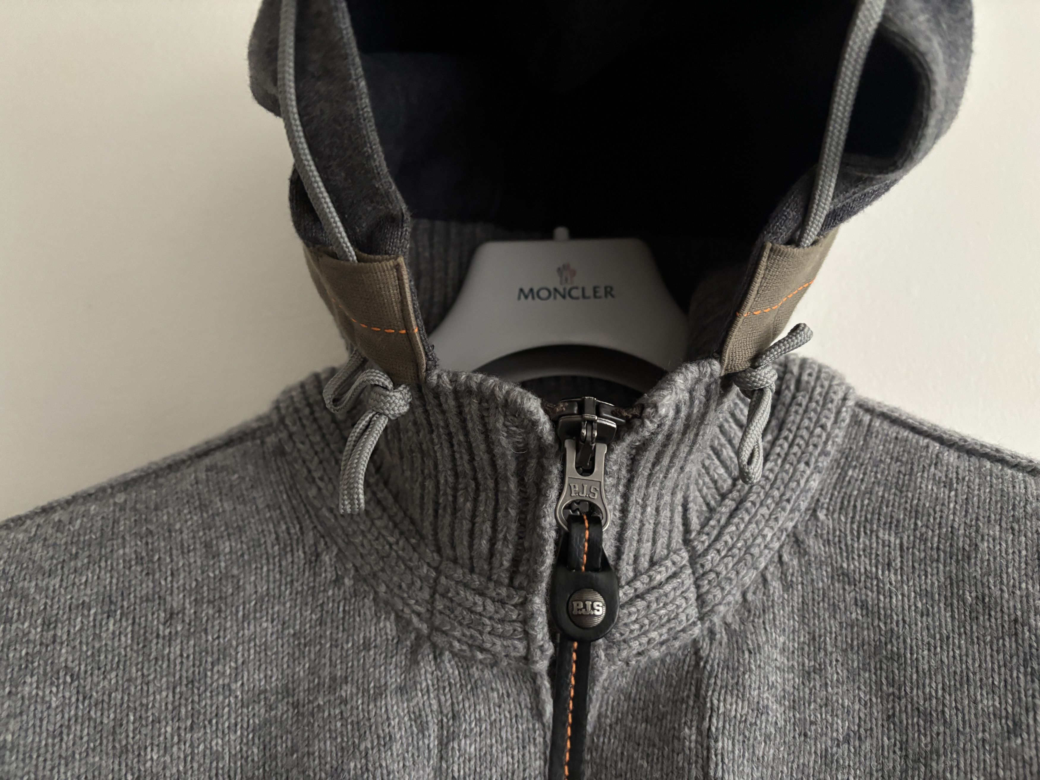 Parajumpers $875 Grey Knit Wool Zip Hood Cardigan Sweater Raglan Sleeve Size US L / EU 52-54 / 3 - 4 Thumbnail