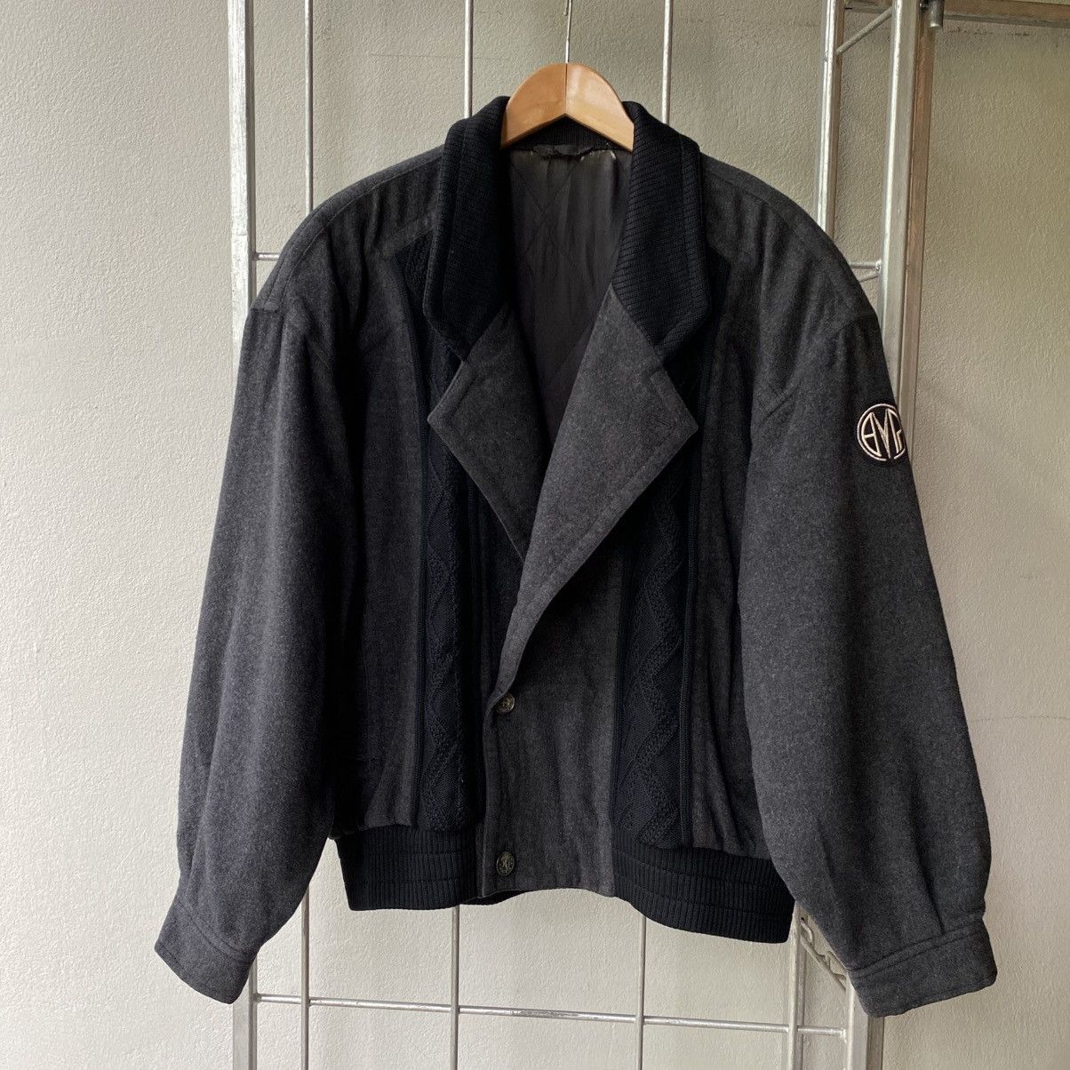 Designer BLACK PIA Dark Gray Knit Panel Jacket Size L / US 10 / IT 46 - 3 Thumbnail