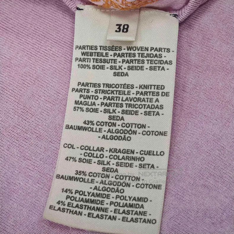Hermes Hermes Pink Embroidered Chain Pattern Knit Silk Short Slee Size XS / US 0-2 / IT 36-38 - 6 Thumbnail