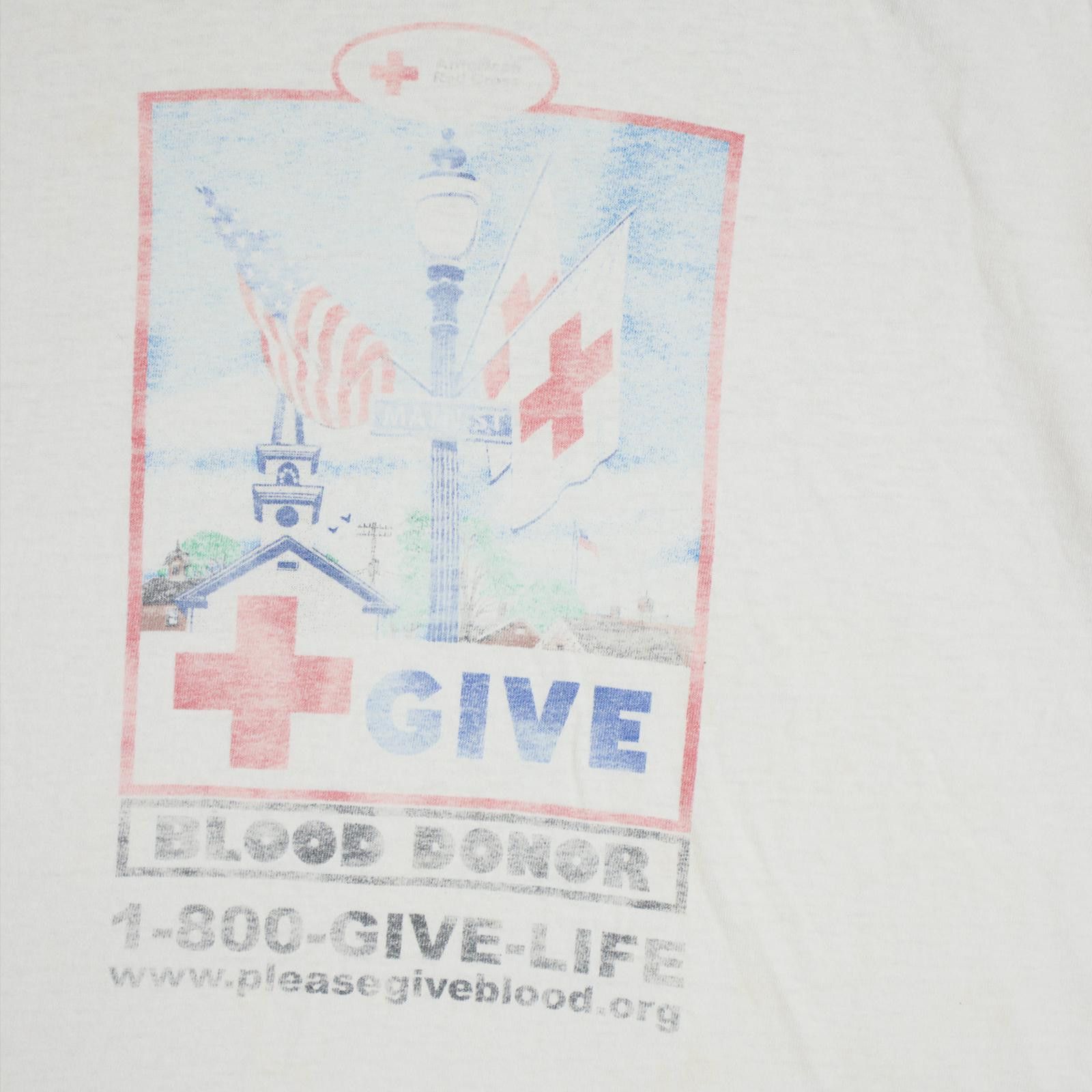 Vintage 80’s Red Cross Blood Donor Thrashed Tee Size US XL / EU 56 / 4 - 2 Thumbnail