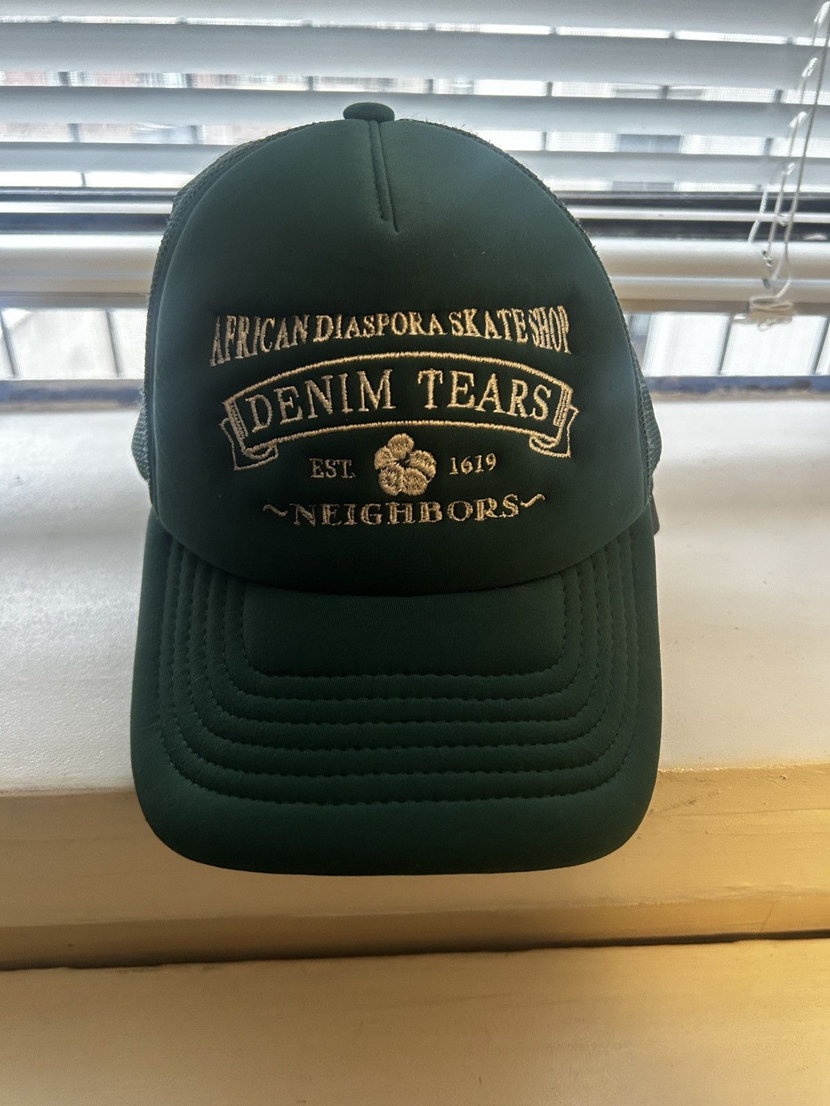 Denim Tears x Neighbors Tears Green Trucker Hat
