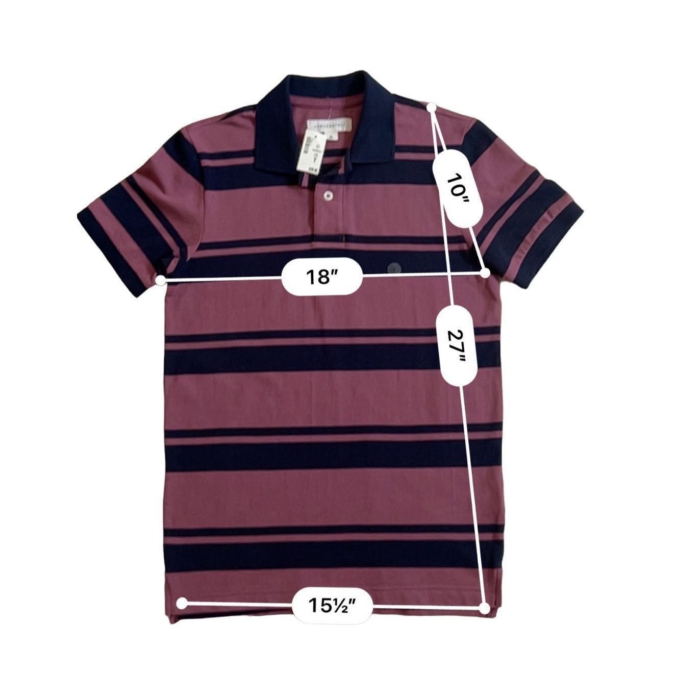 Aeropostale Men's Aeropostale Burgundy & Black Striped Polo Shirt Size S Size US S / EU 44-46 / 1 - 2 Thumbnail