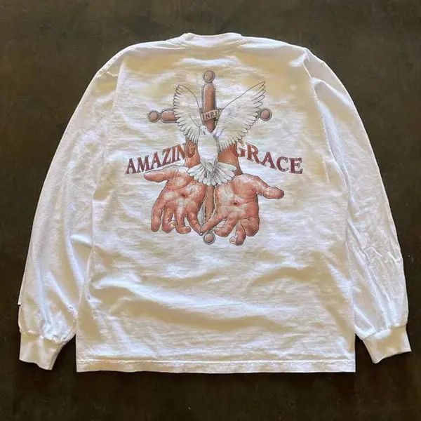 Japanese Brand Kawase x Misao Loose White Printed Long Sleeve T-Shirt Size US L / EU 52-54 / 3 - 1 Thumbnail