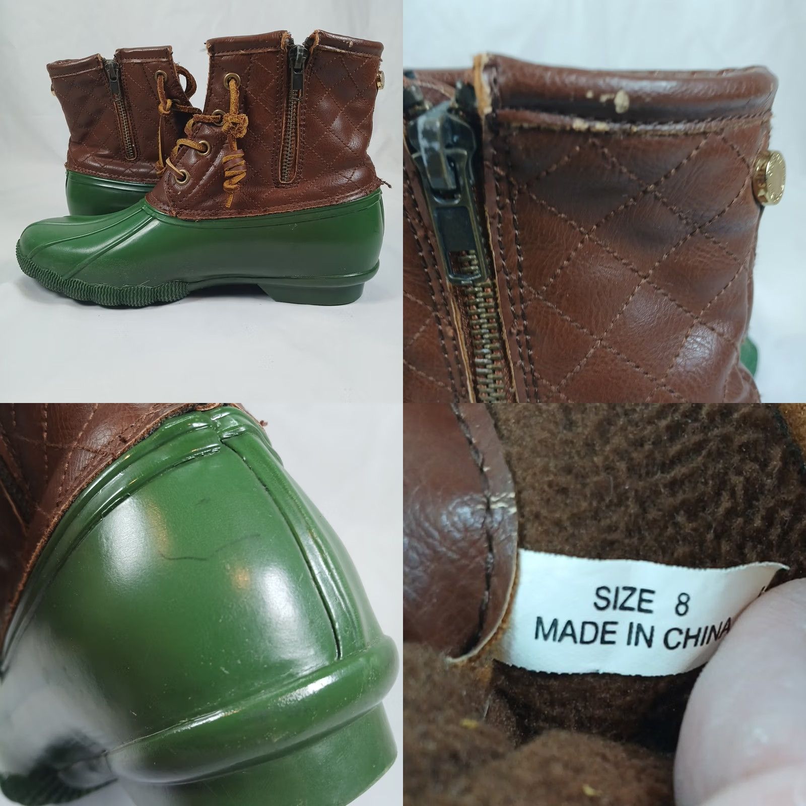 Steve Madden Steve Madden Women's Green Brown Leather Quilted Rubber Duck Boots Winter Size 8 Size US 8 / IT 38 - 8 Thumbnail