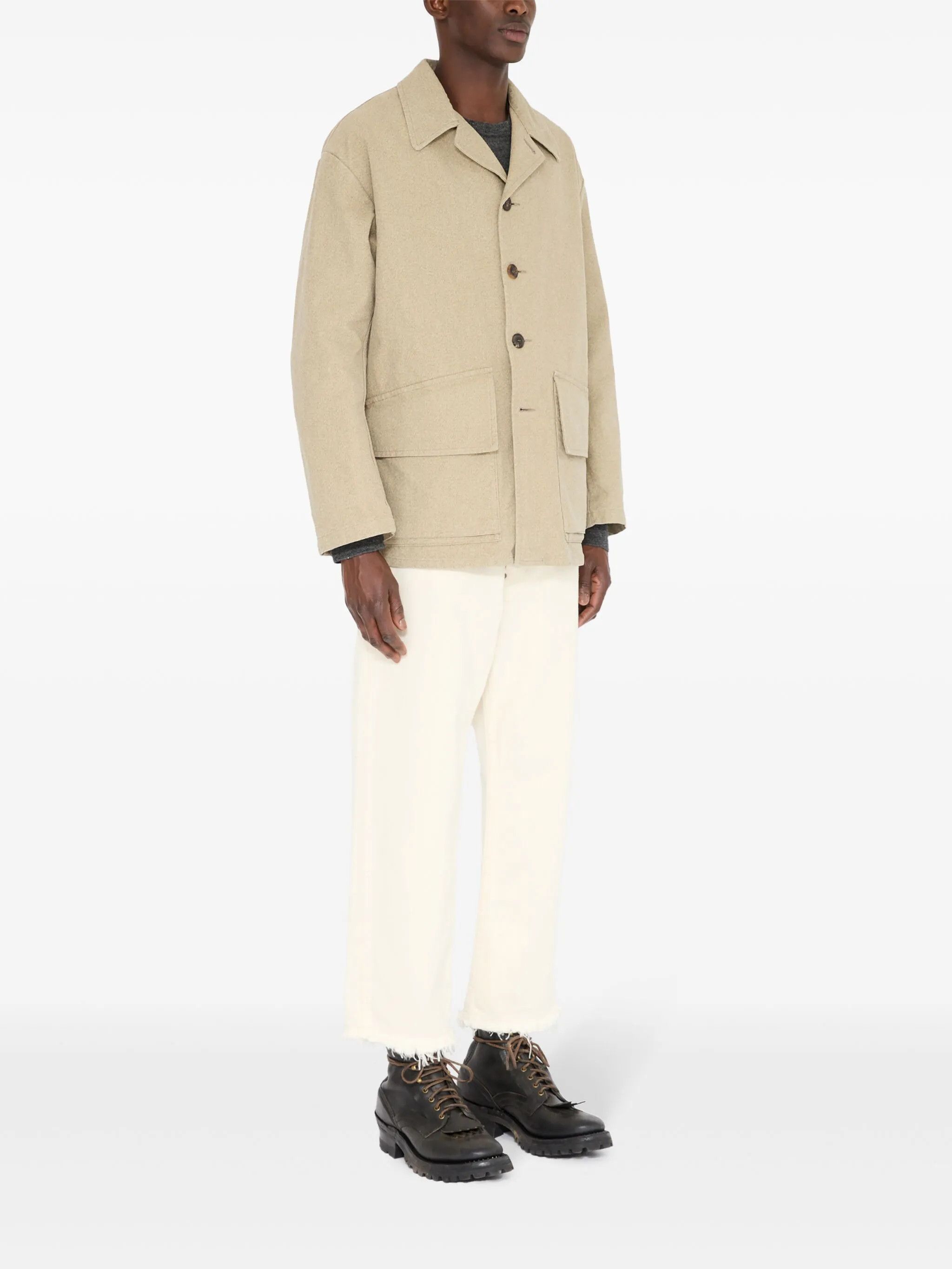 Maison Margiela o1w1db10226 Cotton Shirt Jacket in Beige Size US M / EU 48-50 / 2 - 3 Thumbnail