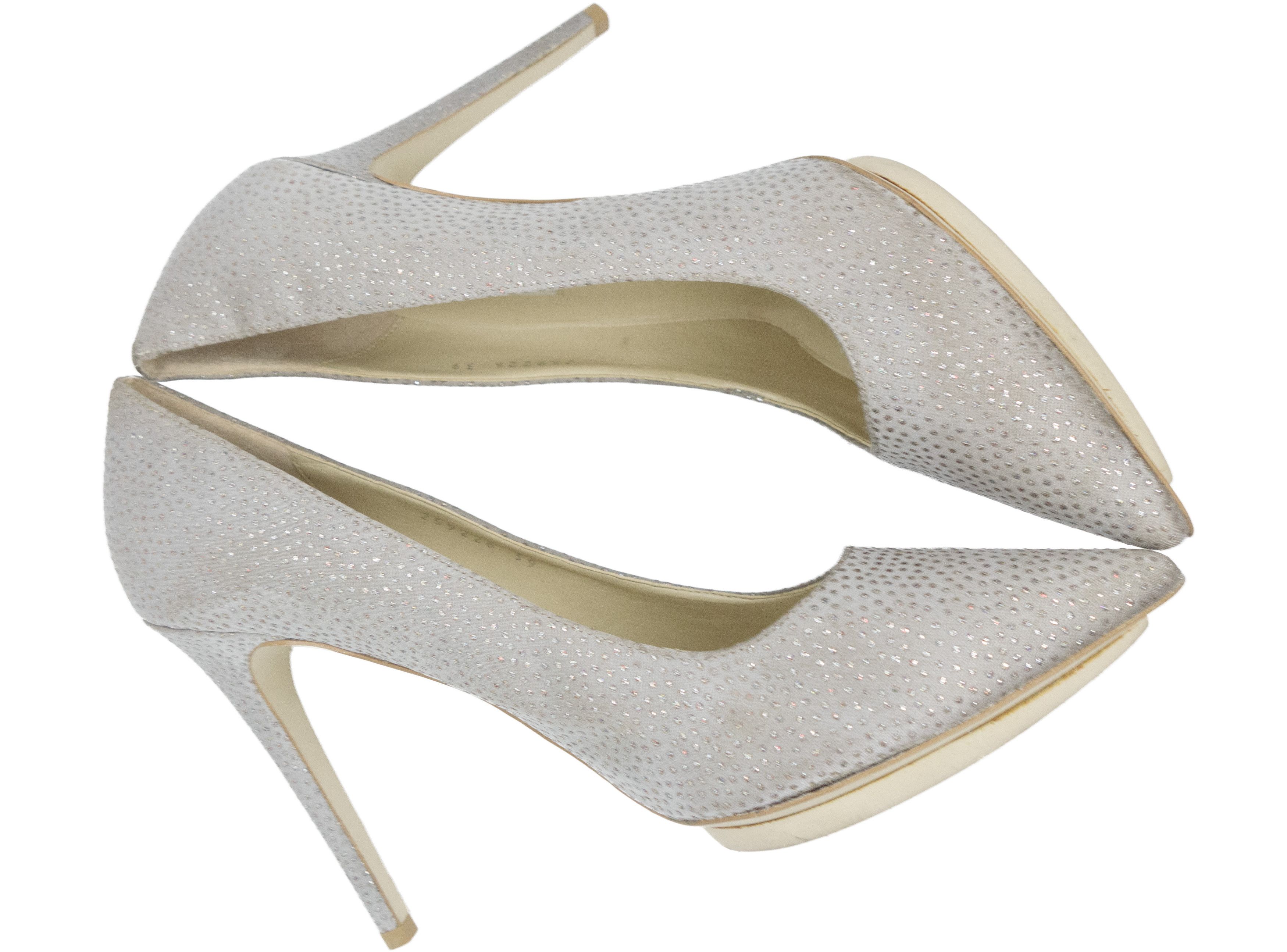 Stella McCartney Satin Glitter Accent Platform Pumps Pointed Toe Size US 9 / IT 39 - 3 Thumbnail