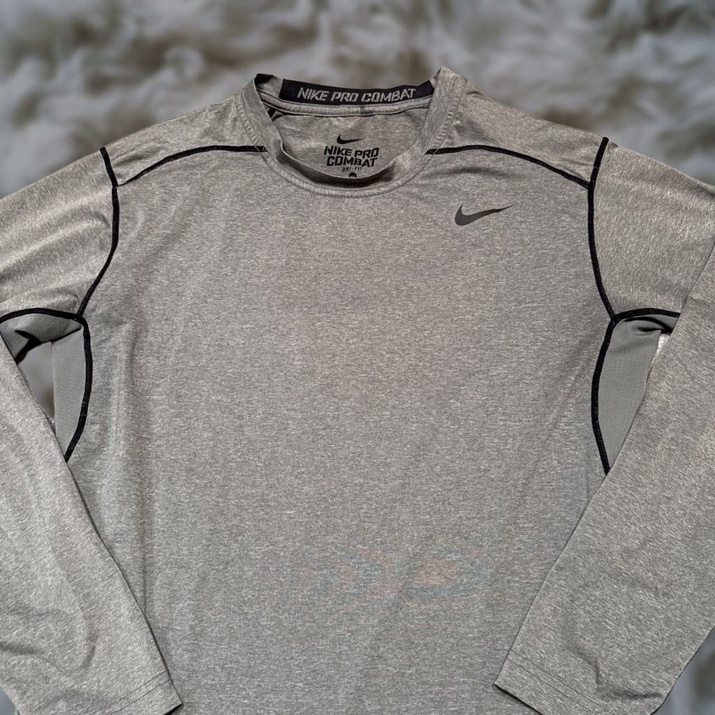 Nike Nike Pro Combat Shirt Mens XL Gray Compression Crew Neck Long Sleeve Dri-Fit Size US XL / EU 56 / 4 - 1 Thumbnail