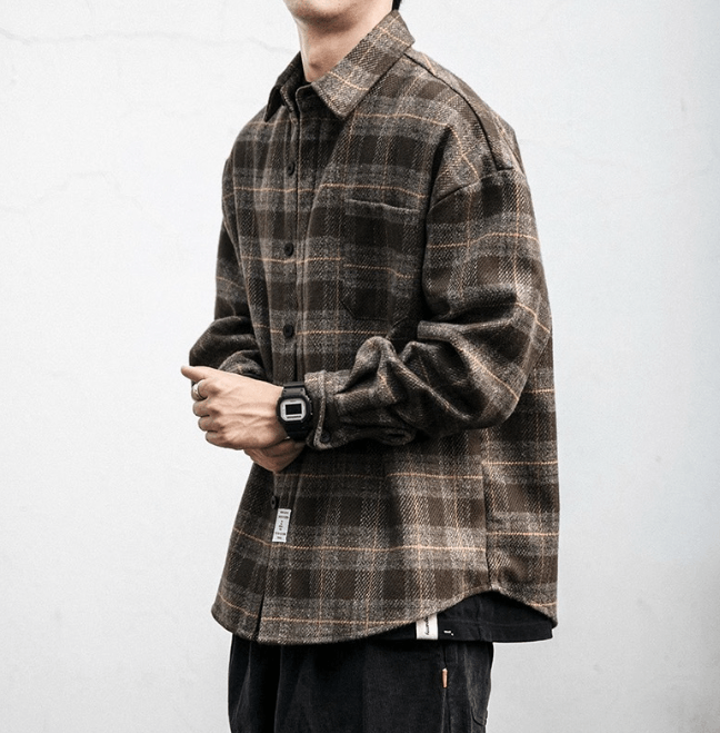 Japanese Brand × Vintage Retro plaid men's casual workwear long sleeve loose shirt Size US L / EU 52-54 / 3 - 3 Thumbnail