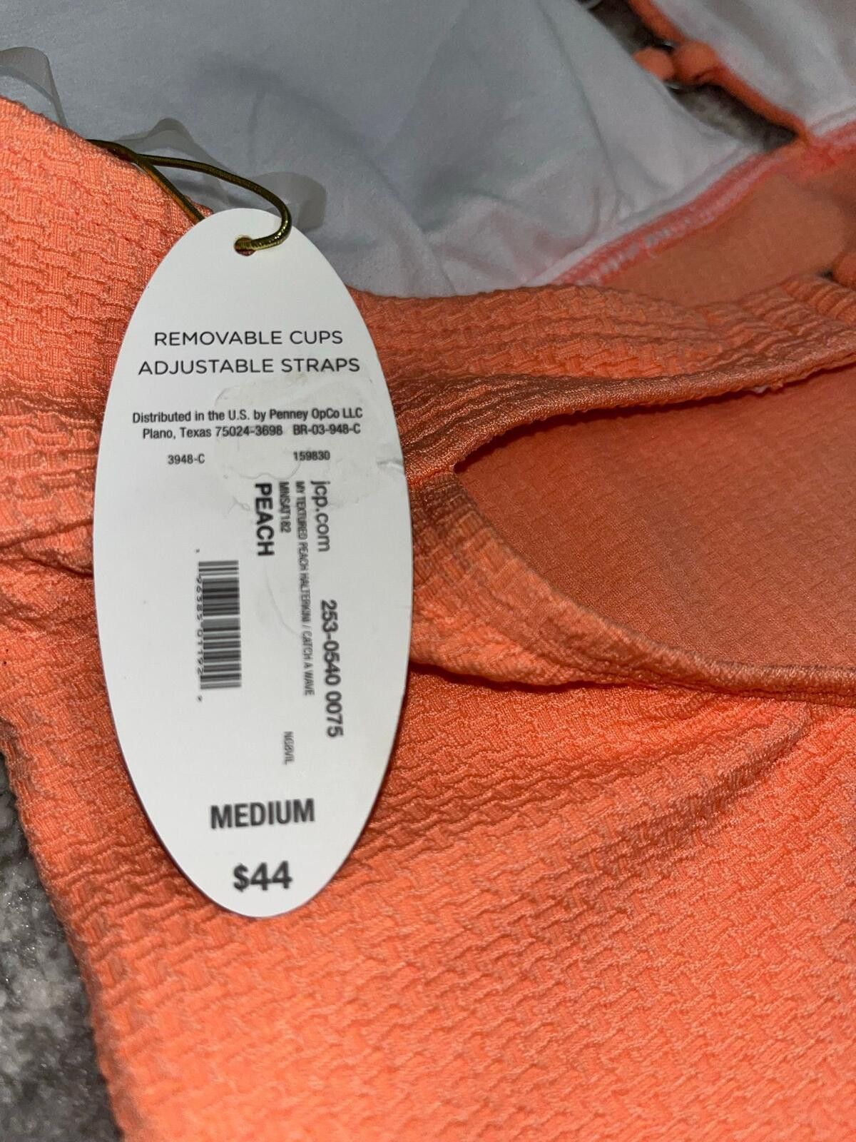 Other NWT Mynah Size Med Peach Textured Halter Bikini Swimsuit Top Size ONE SIZE - 3 Thumbnail