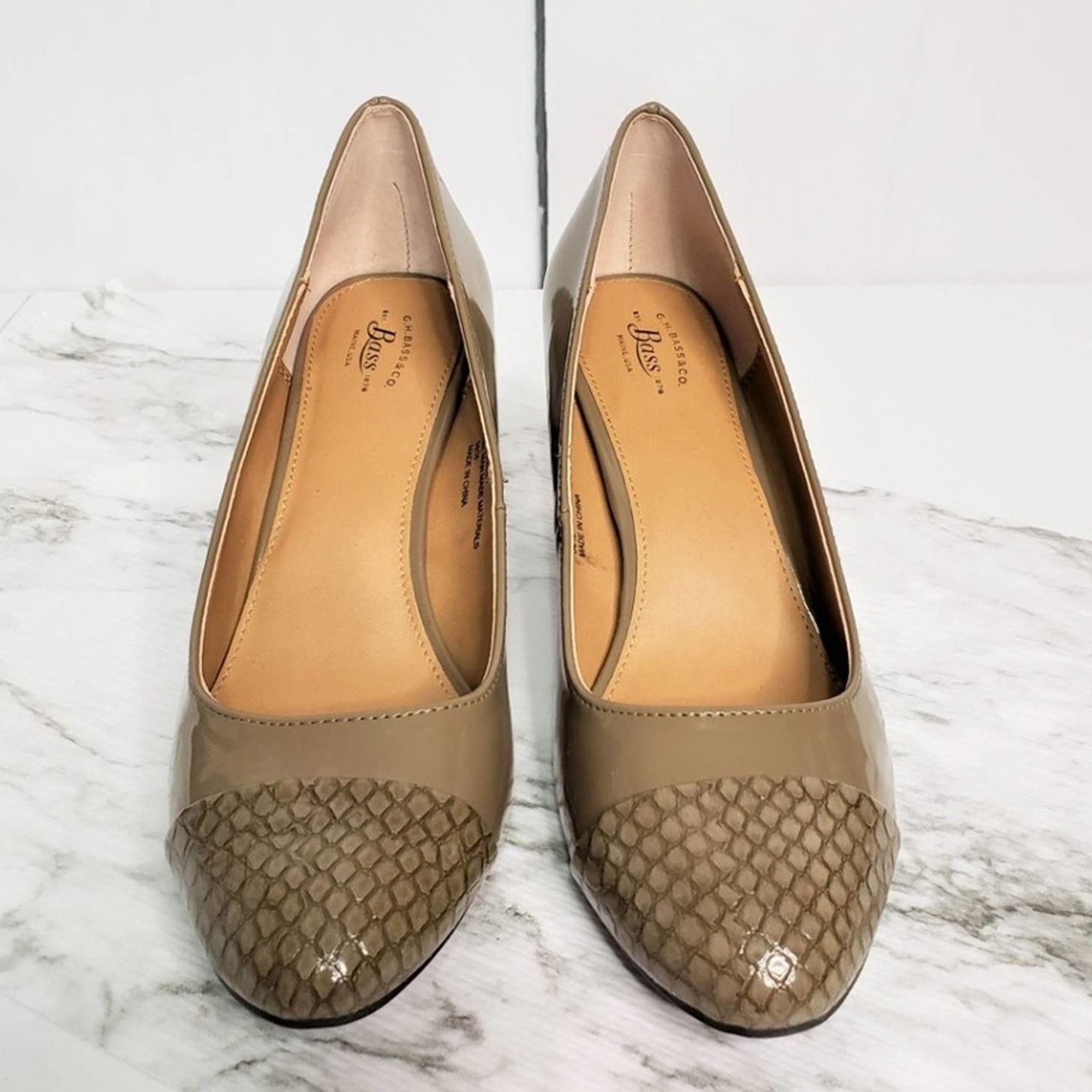 Bass Bass Pacey Faux Snakeskin Patent Leather Pumps Heels 8.5 Size US 8.5 / IT 38.5 - 3 Thumbnail
