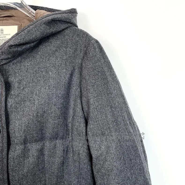 Brunello Cucinelli Brunello Cucinelli Gray Wool Down Coat. Size US L / EU 52-54 / 3 - 3 Thumbnail