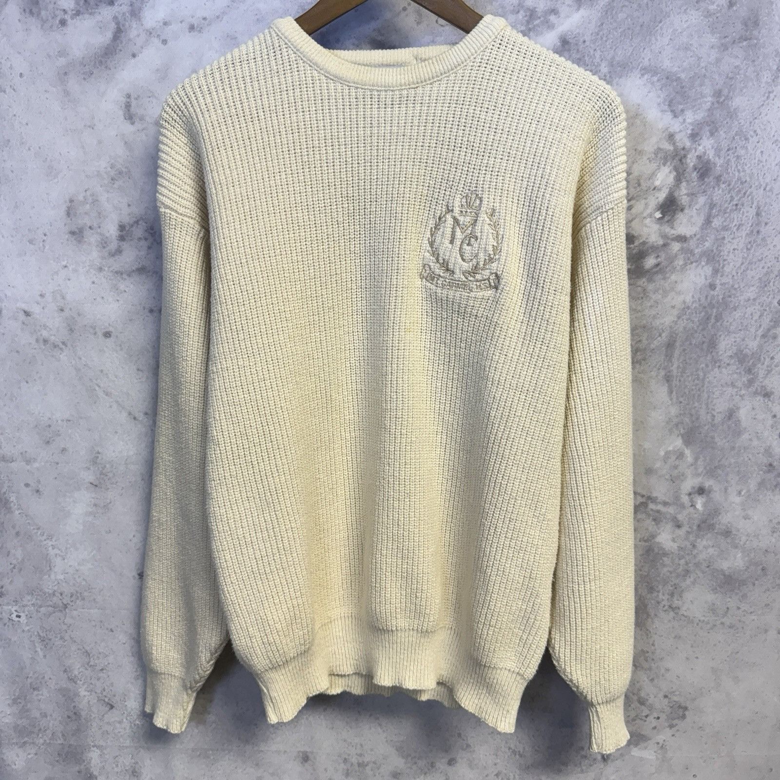 Champion × Vintage Vintage Champion Knit Sweater Mt Carmel Crewneck Cream Made Size US M / EU 48-50 / 2 - 1 Thumbnail
