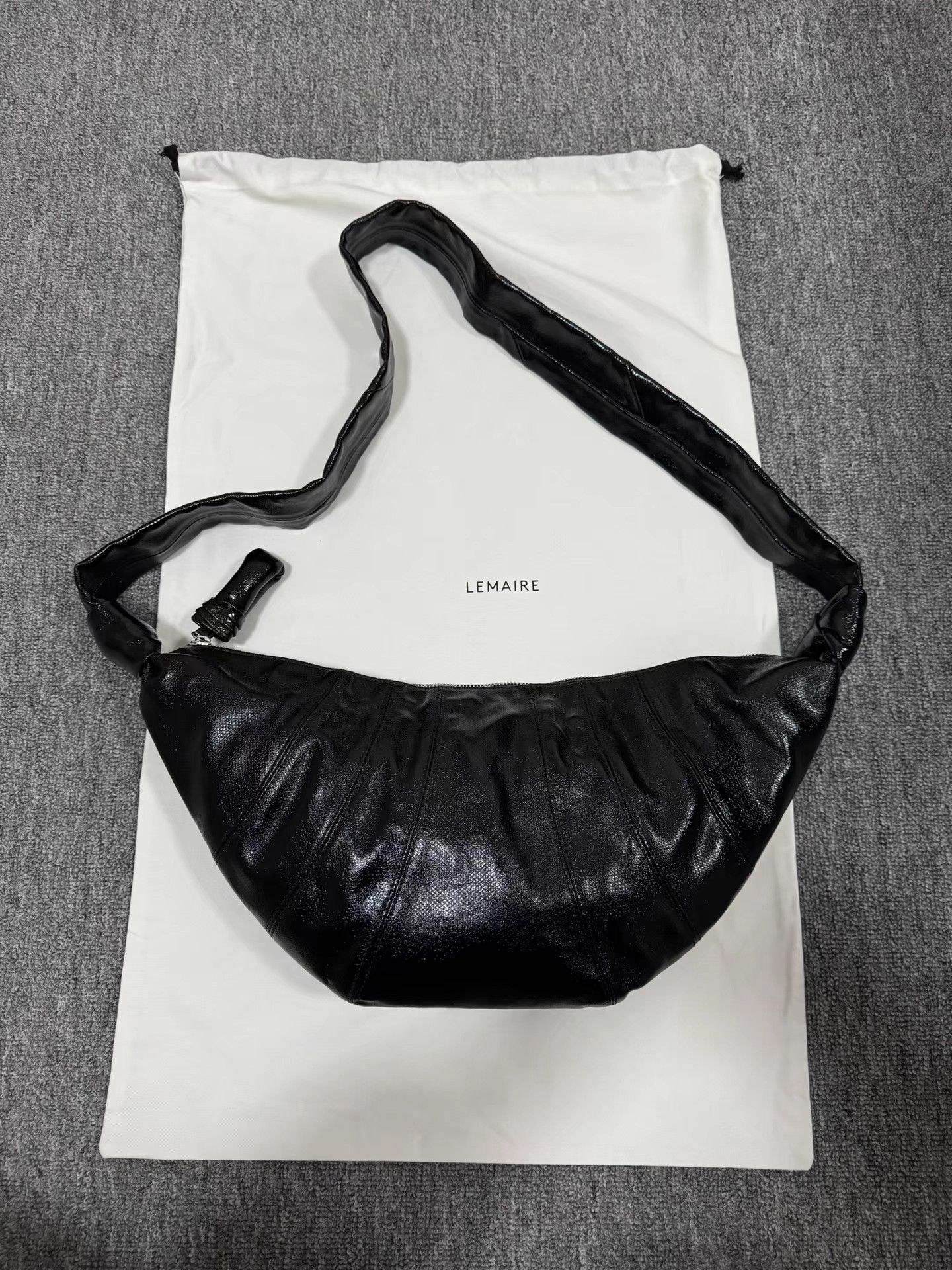 Lemaire medium black coated Croissant bag